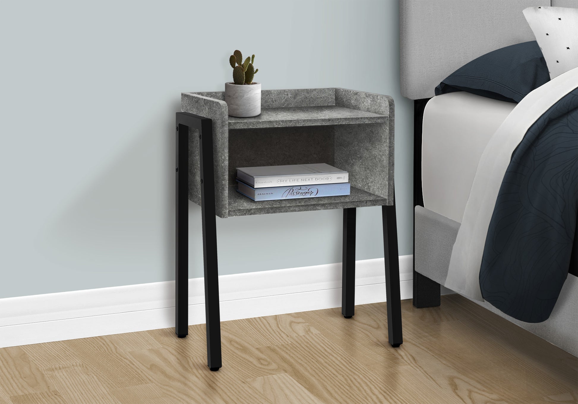Accent Table 23"H Brown Reclaimed Wood Black Metal-Accent Table-DECOROLALA