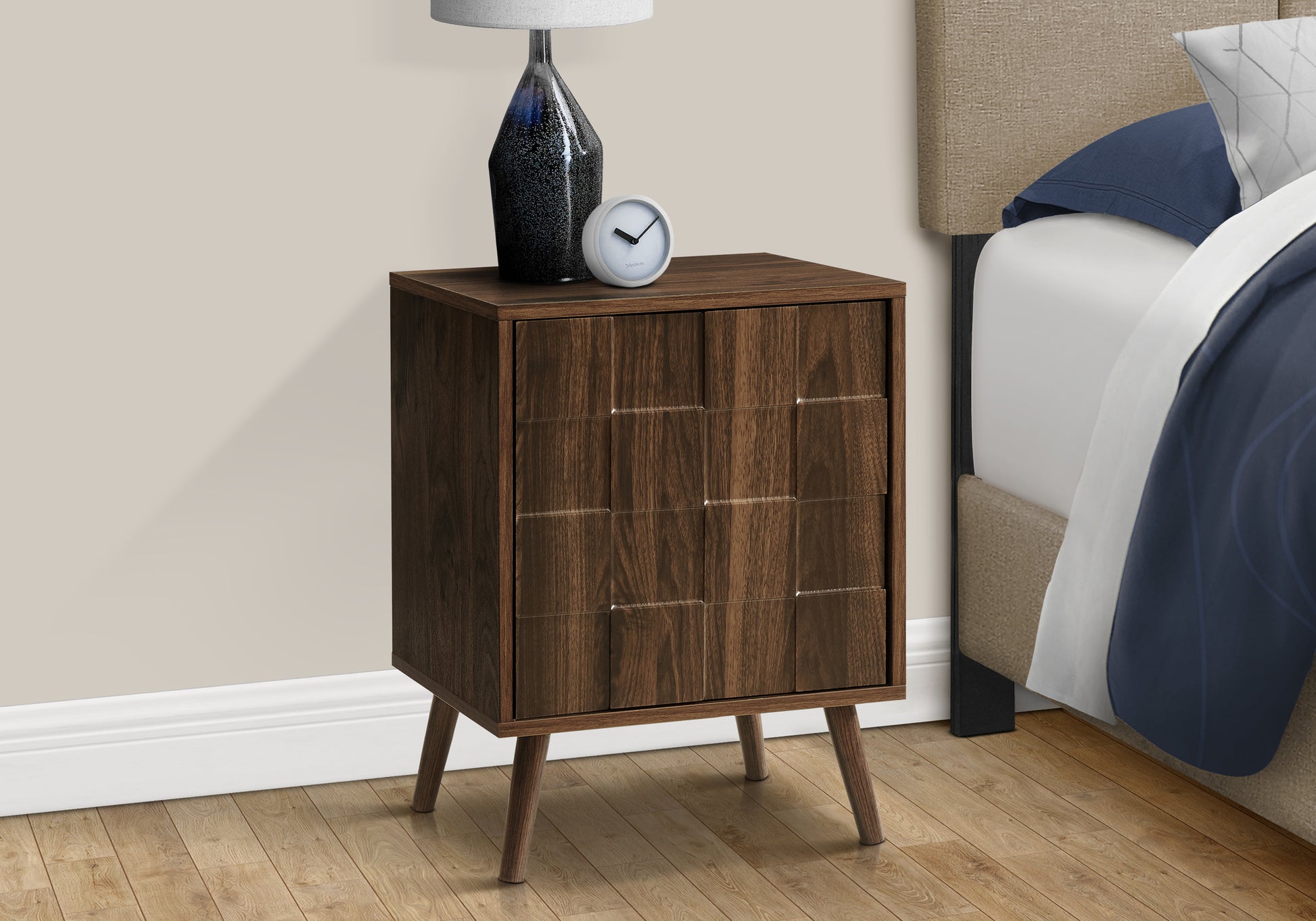 Accent Table 23"H Dark Walnut with Storage Door-Accent Table-DECOROLALA