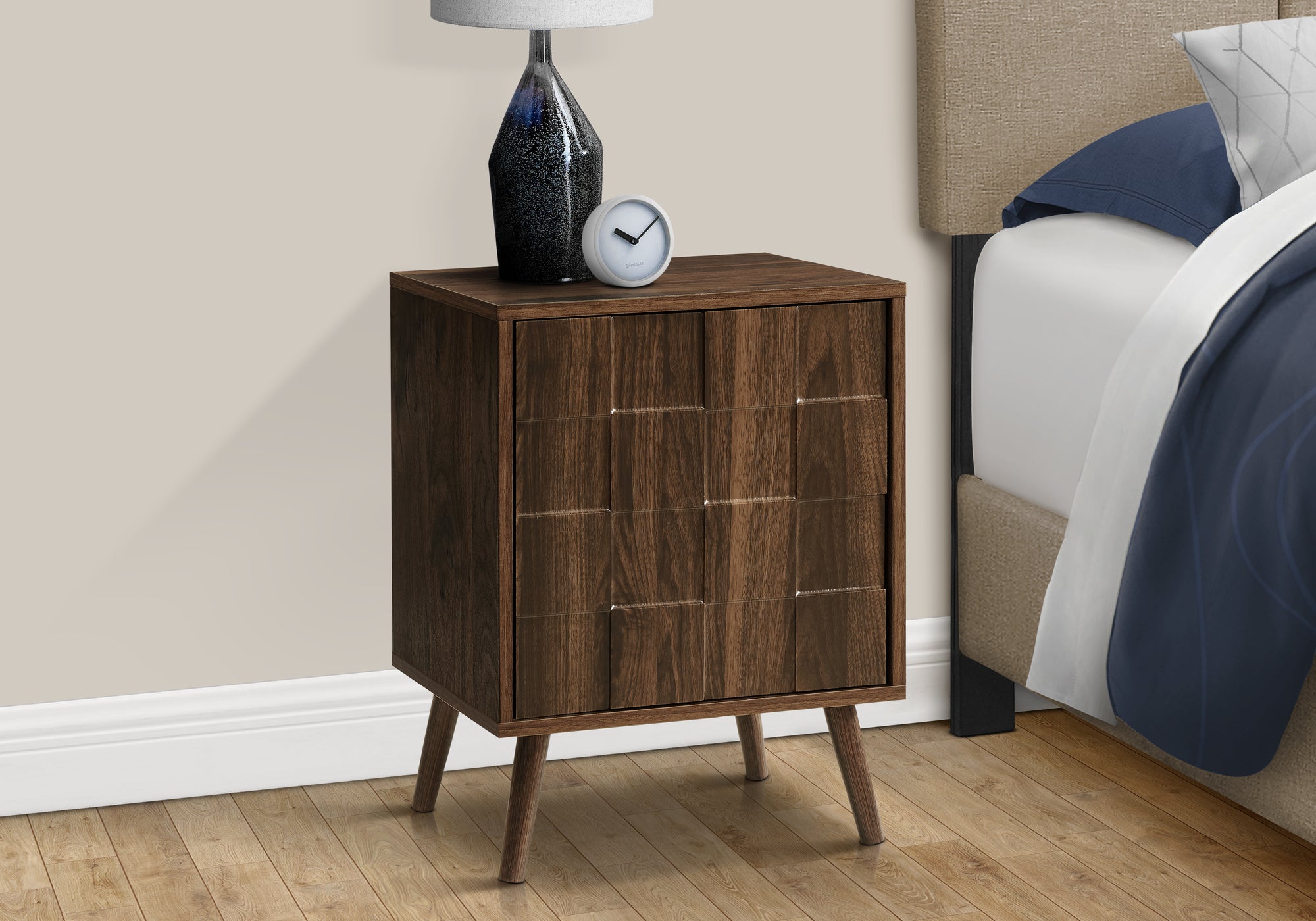 Accent Table 23"H Dark Walnut with Storage Door-Accent Table-DECOROLALA