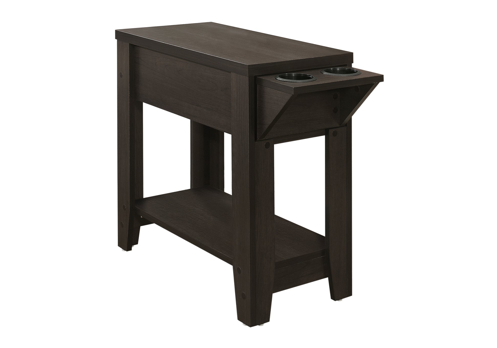 Accent Table 23"H Espresso w/ Glass Holder-Accent Table-DECOROLALA