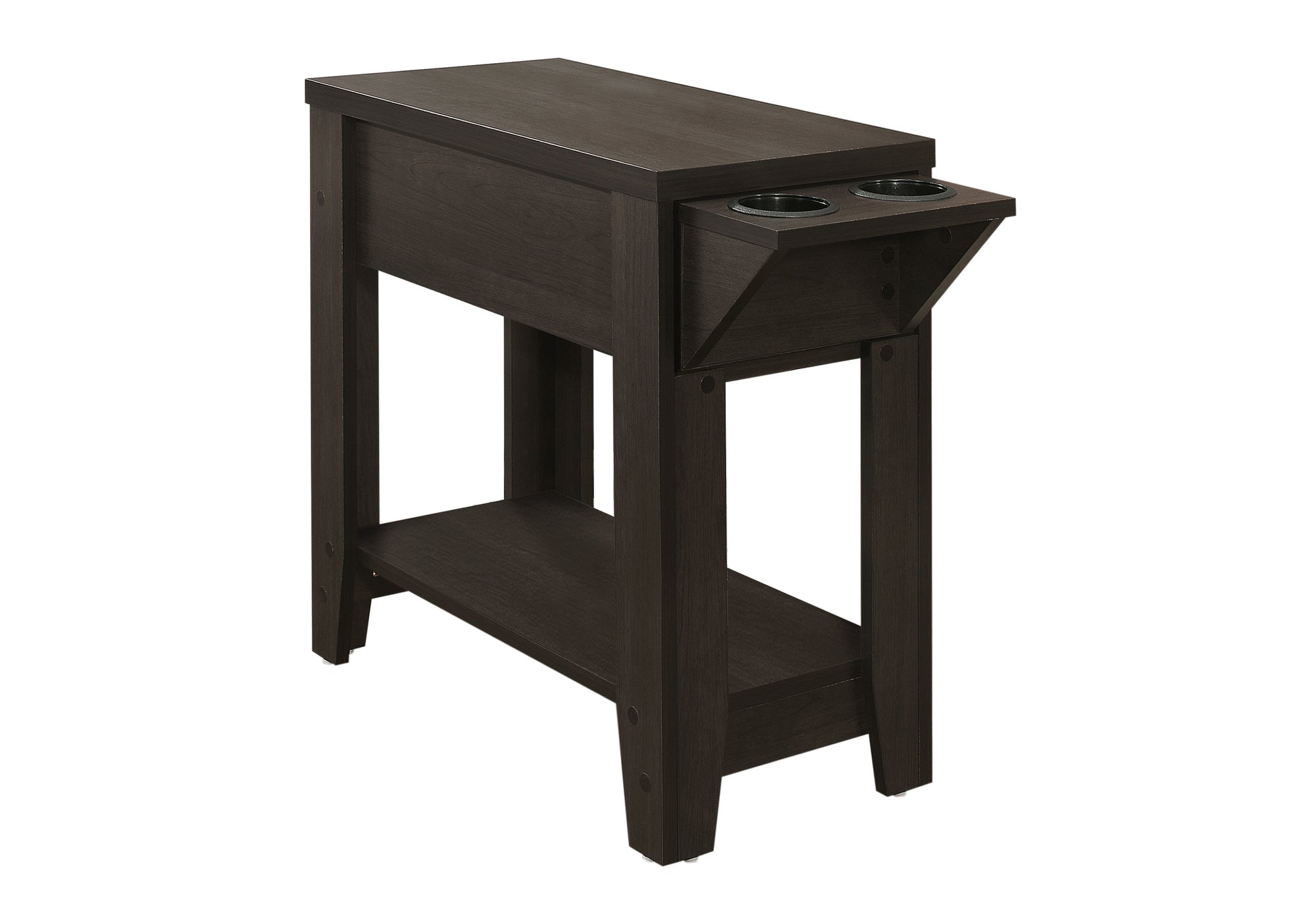 Accent Table 23"H Espresso w/ Glass Holder-Accent Table-DECOROLALA