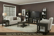 Accent Table 23"H Espresso w/ Glass Holder-Accent Table-DECOROLALA