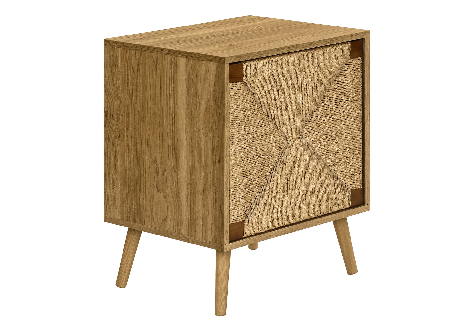 Accent Table 23"H Light Walnut Seagrass Storage-Accent Table-DECOROLALA