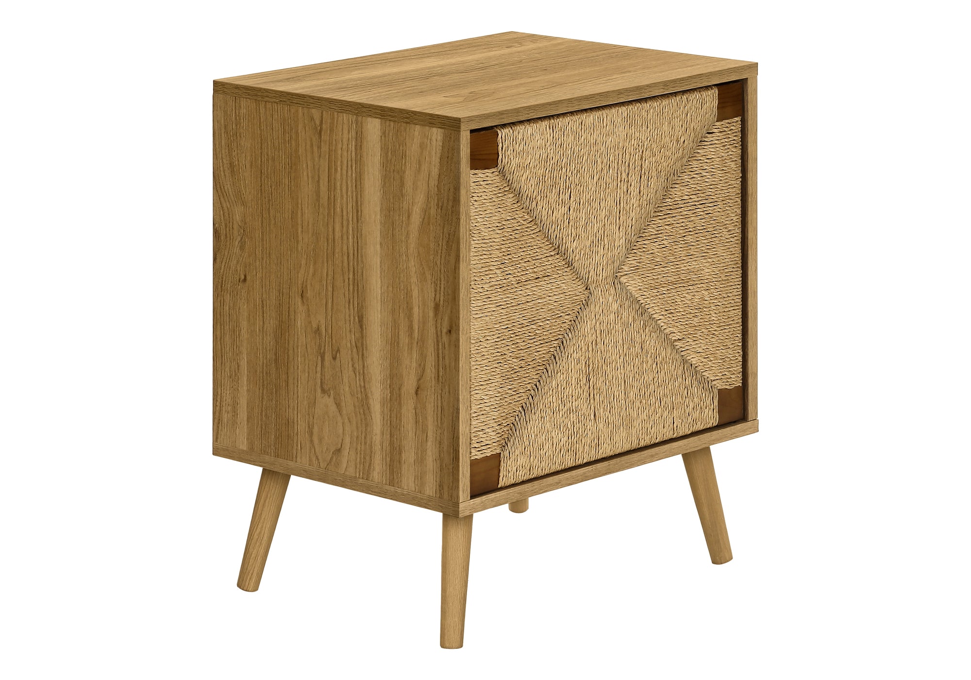 Accent Table 23"H Light Walnut Seagrass Storage-Accent Table-DECOROLALA