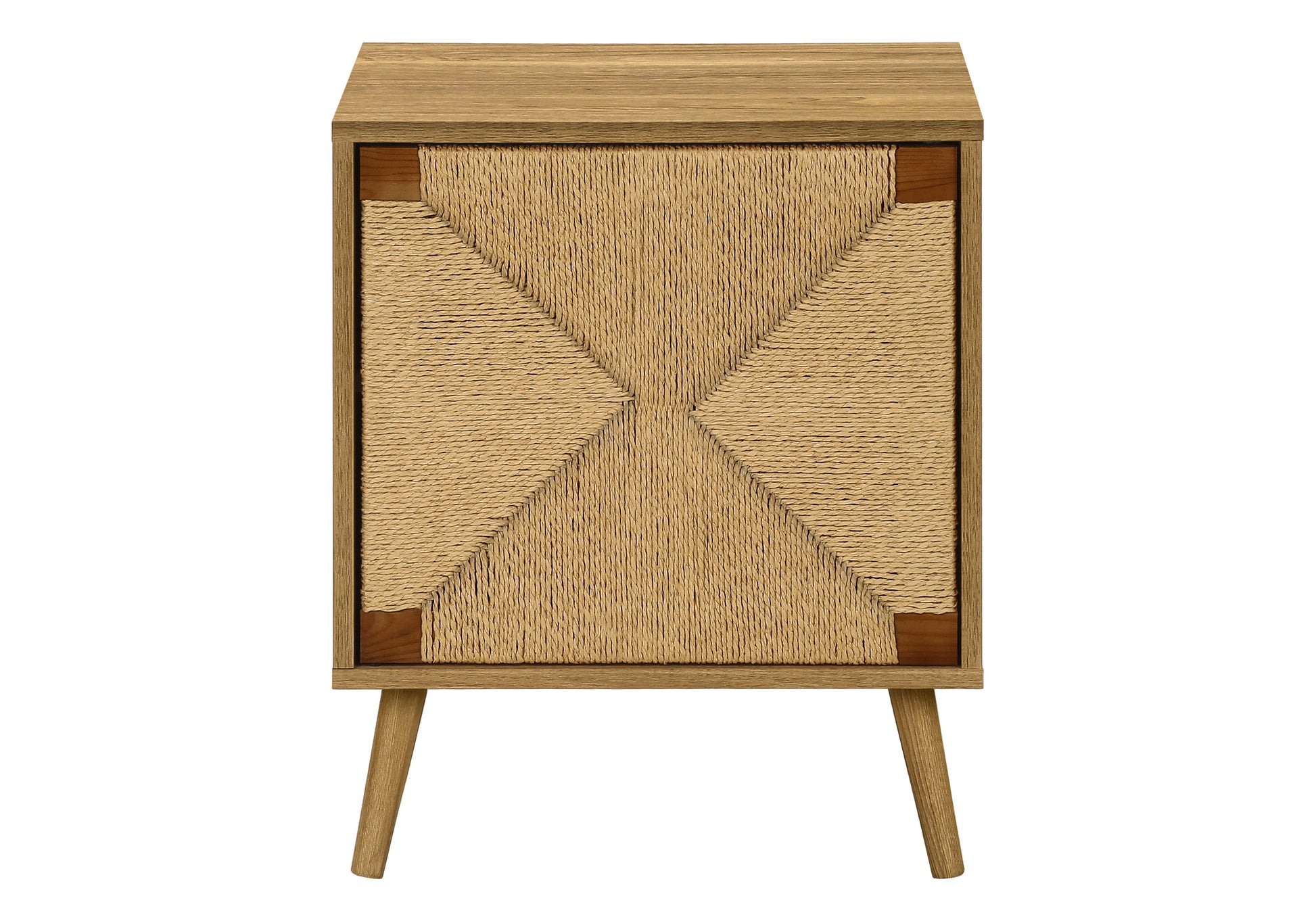 Accent Table 23"H Light Walnut Seagrass Storage-Accent Table-DECOROLALA