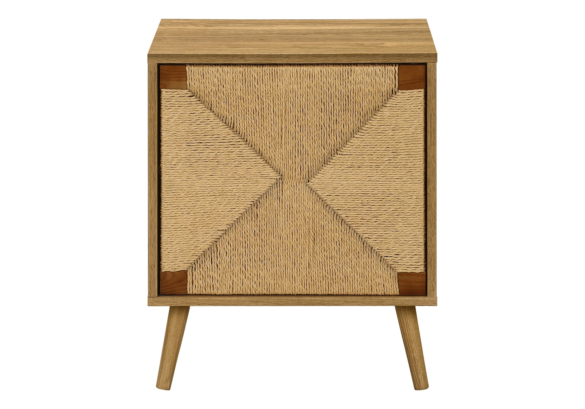 Accent Table 23"H Light Walnut Seagrass Storage-Accent Table-DECOROLALA