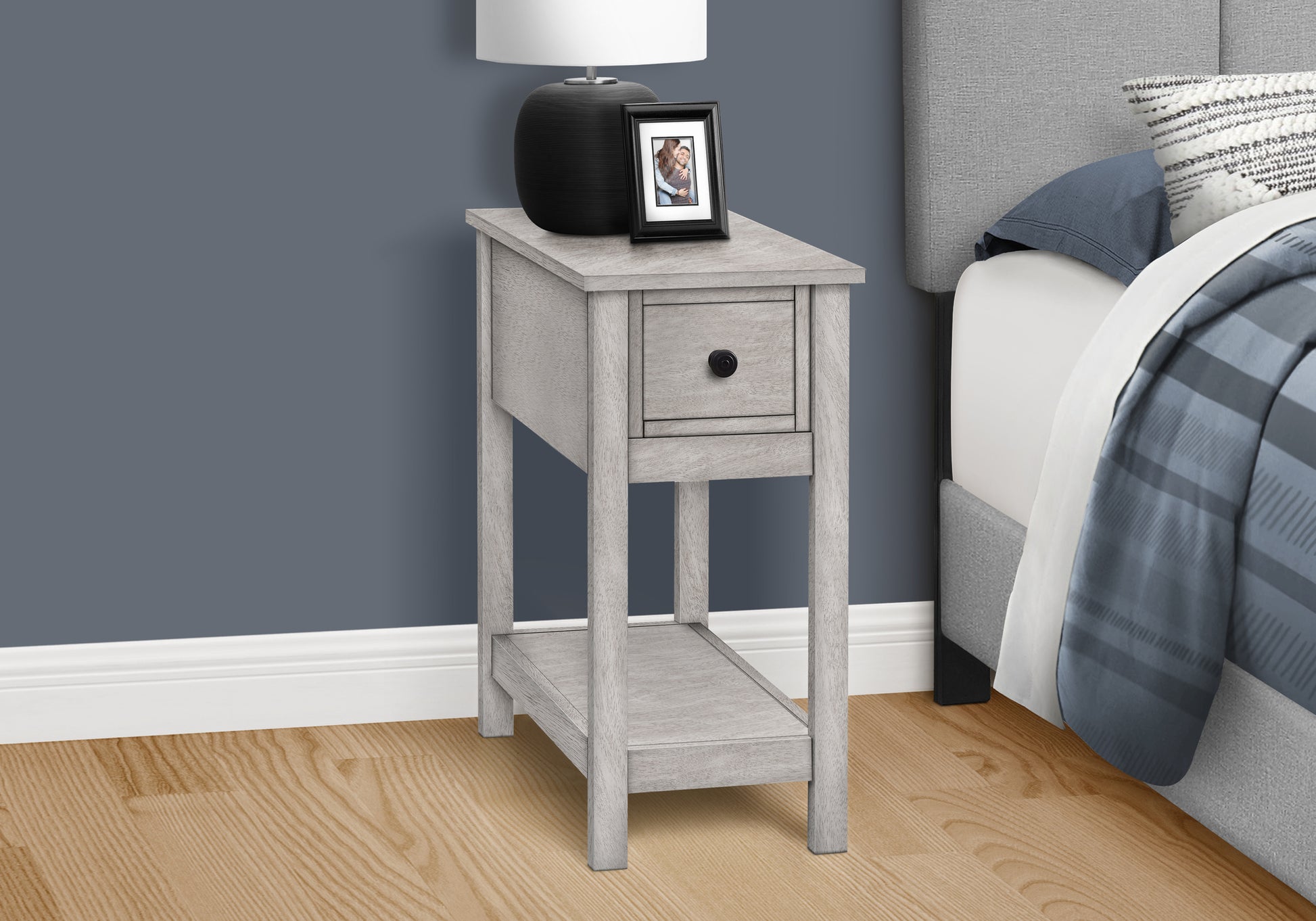 Accent Table 24"H 2-Tier Antique White Espresso-Accent Table-DECOROLALA