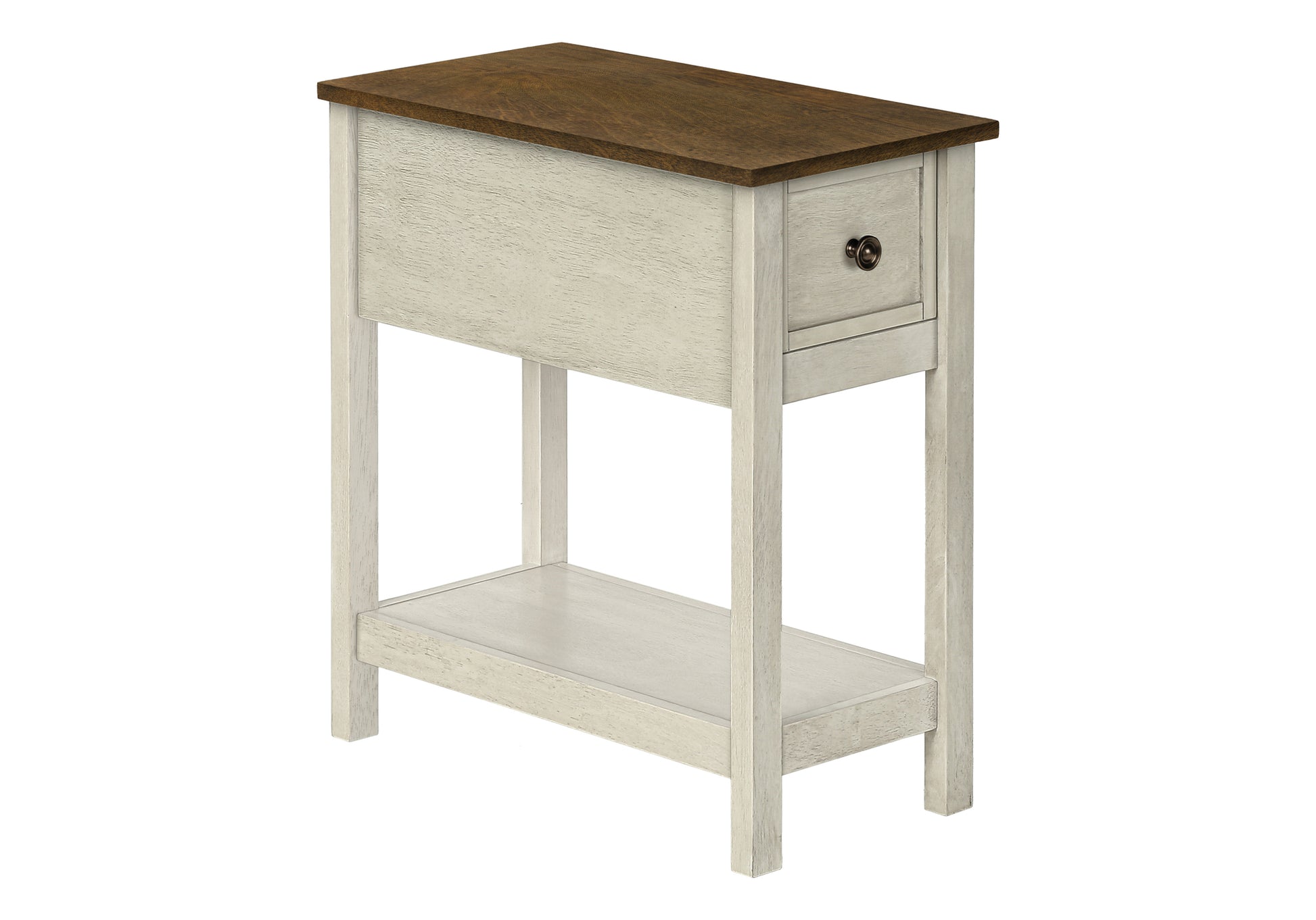 Accent Table 24"H 2-Tier Antique White Espresso-Accent Table-DECOROLALA