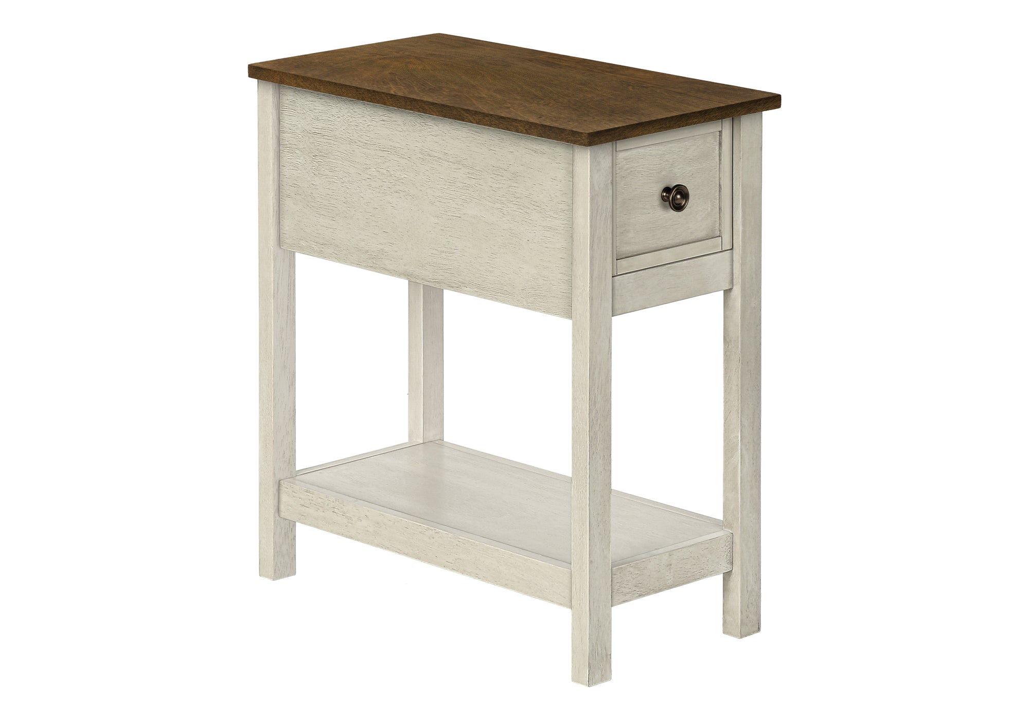 Accent Table 24"H 2-Tier Antique White Espresso-Accent Table-DECOROLALA