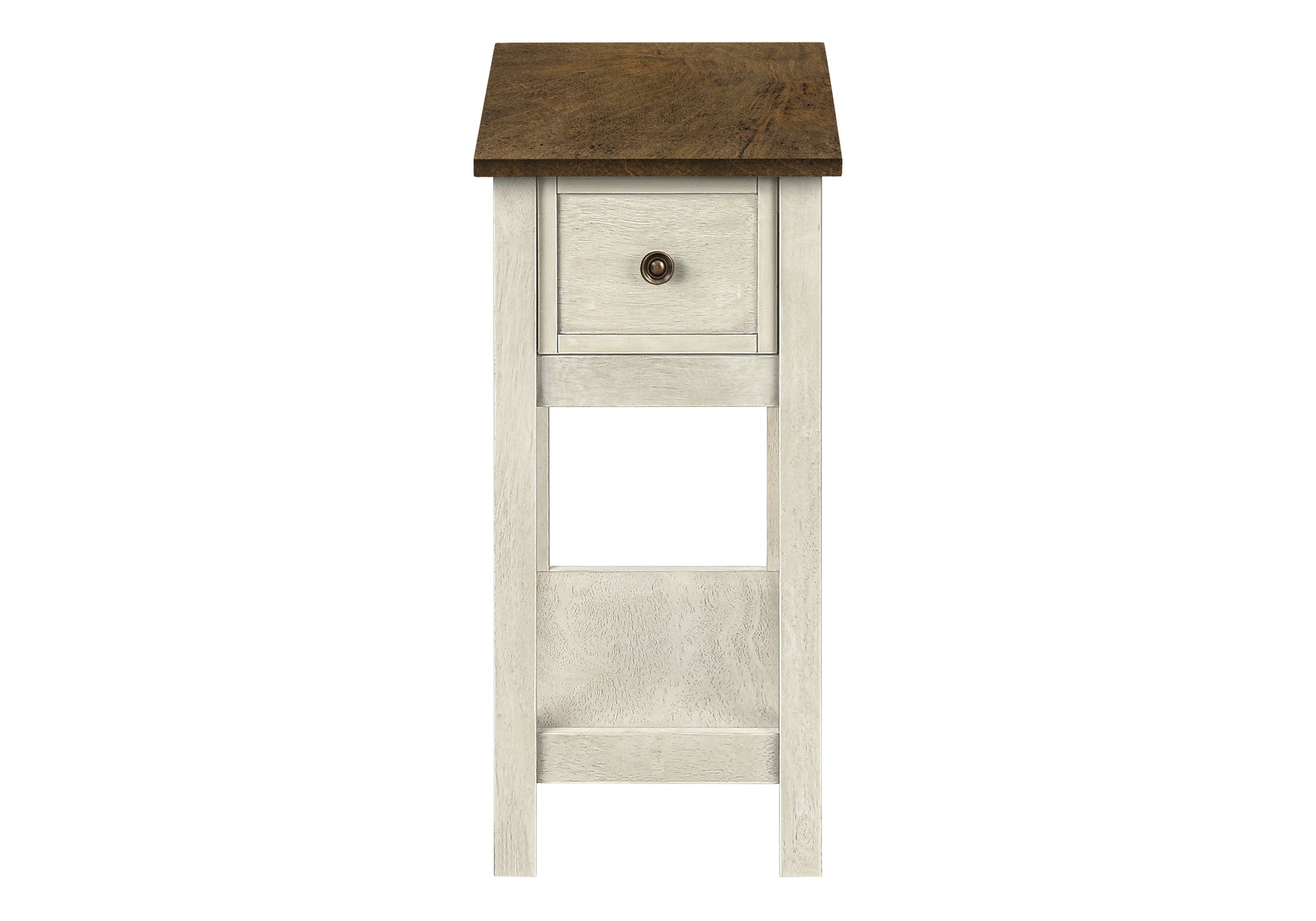 Accent Table 24"H 2-Tier Antique White Espresso-Accent Table-DECOROLALA
