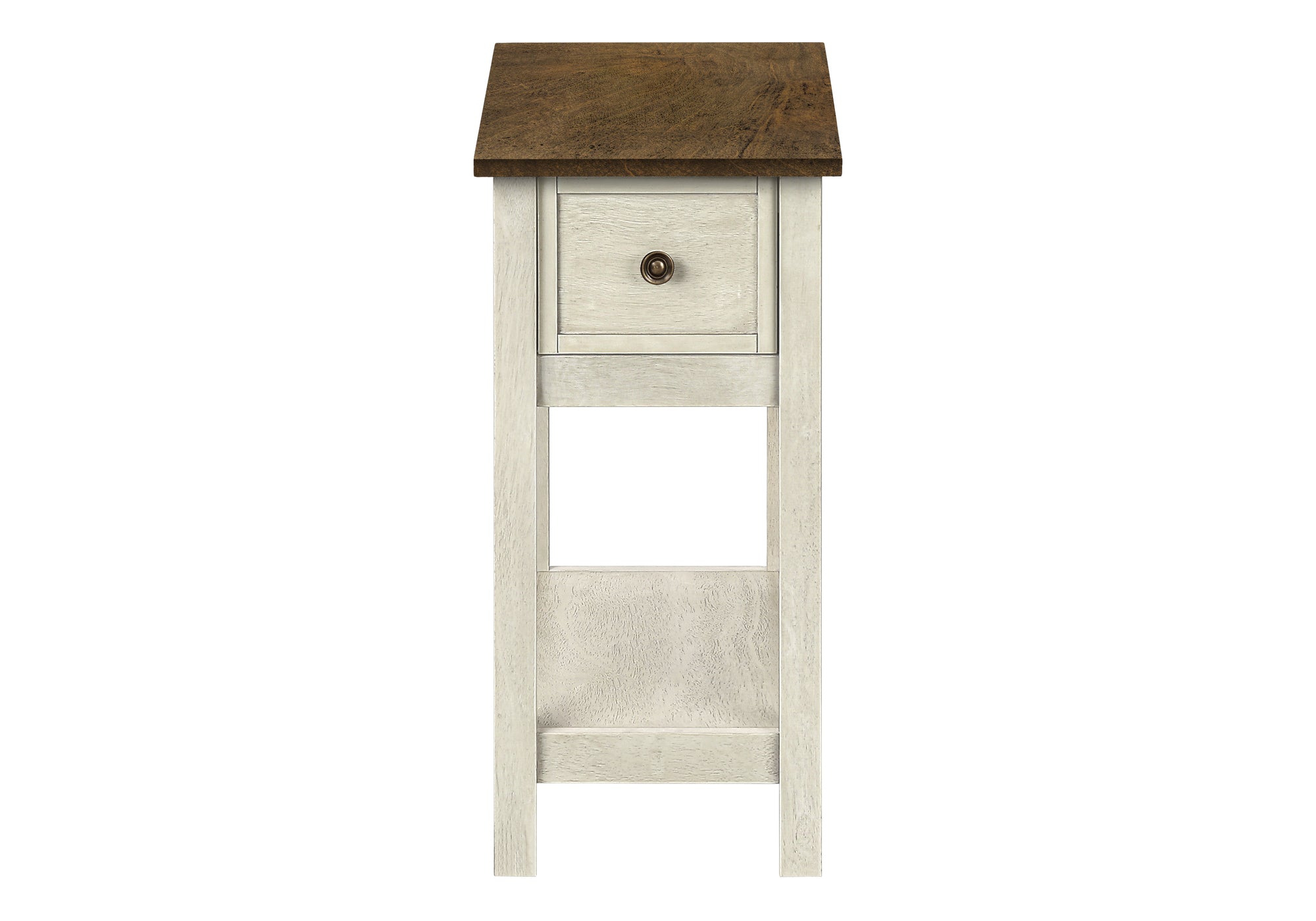 Accent Table 24"H 2-Tier Antique White Espresso-Accent Table-DECOROLALA