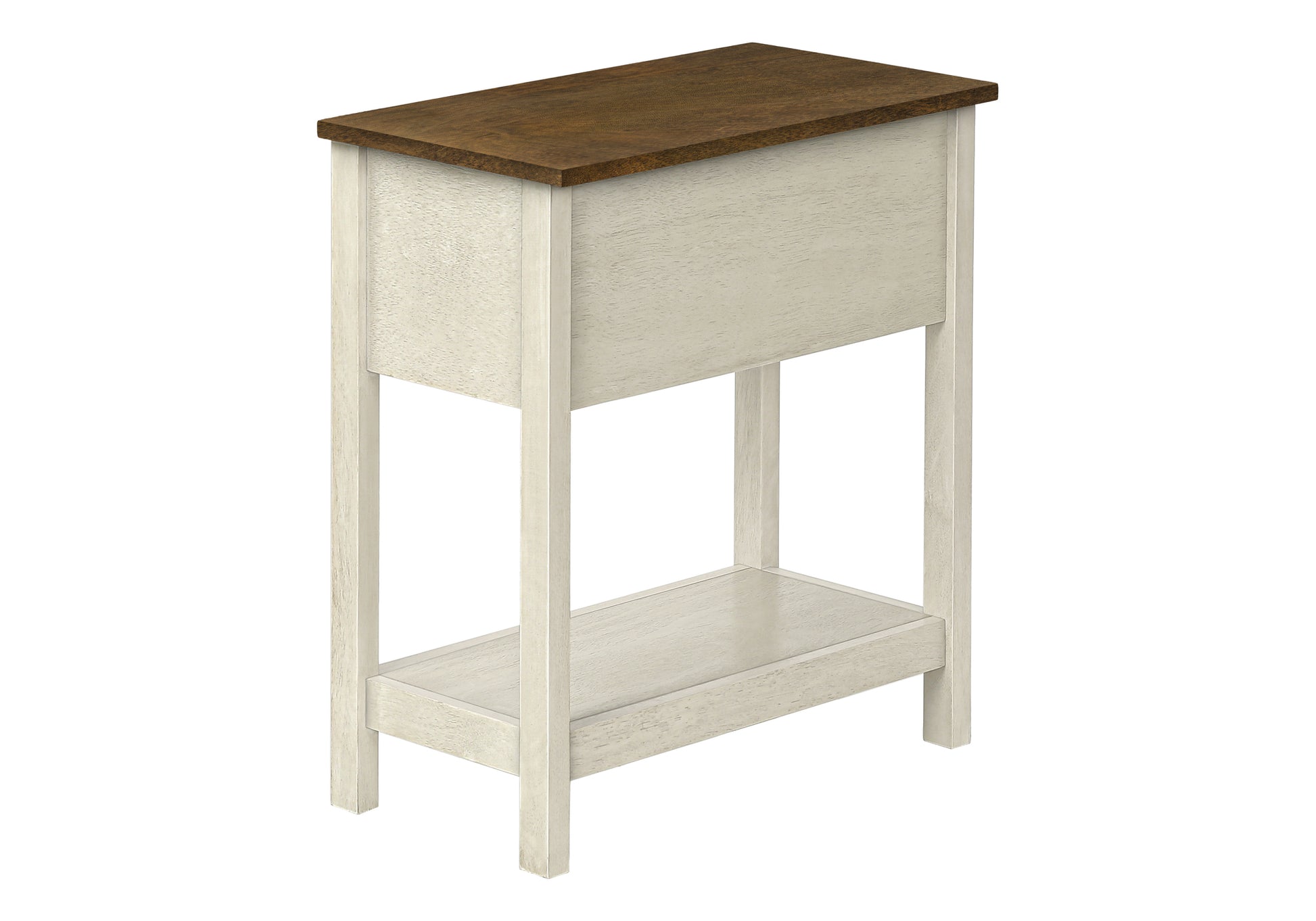 Accent Table 24"H 2-Tier Antique White Espresso-Accent Table-DECOROLALA