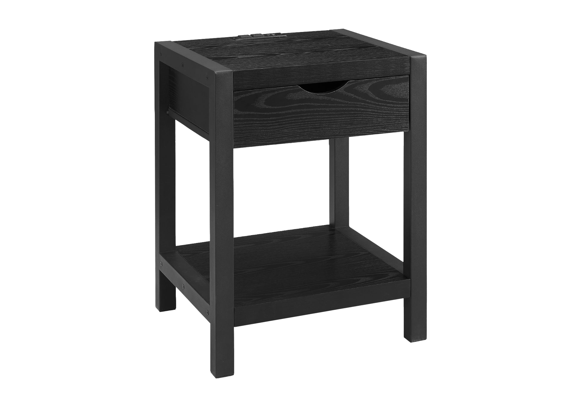 Accent Table 24"H 2-Tier Black Oak Metal-DECOROLALA