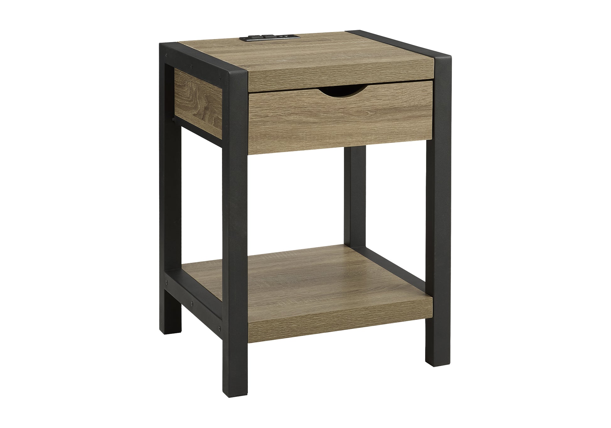 Accent Table 24"H 2-Tier Dark Taupe Black Metal-DECOROLALA