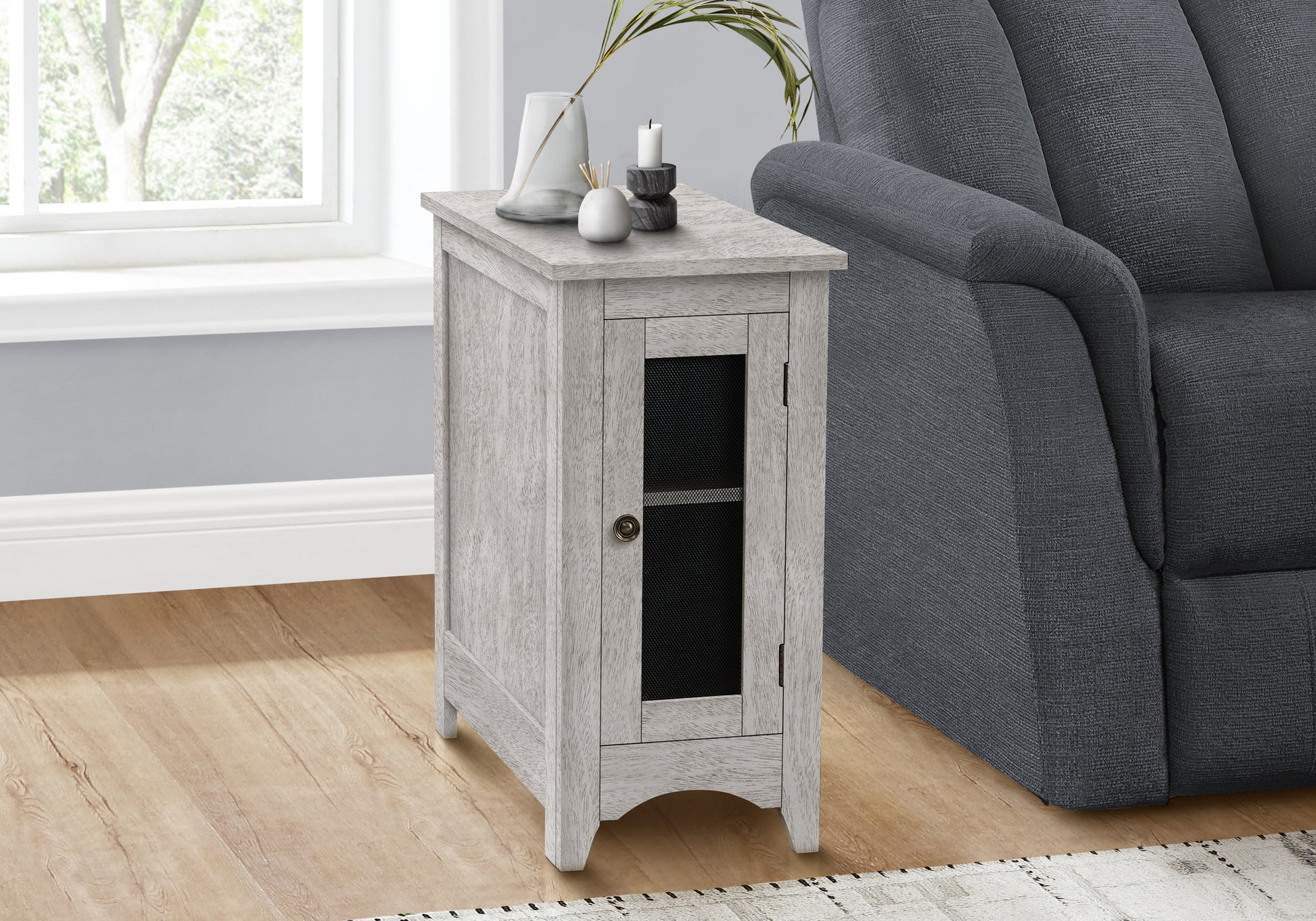 Accent Table 24"H Antique White & Espresso Storage-Accent Table-DECOROLALA