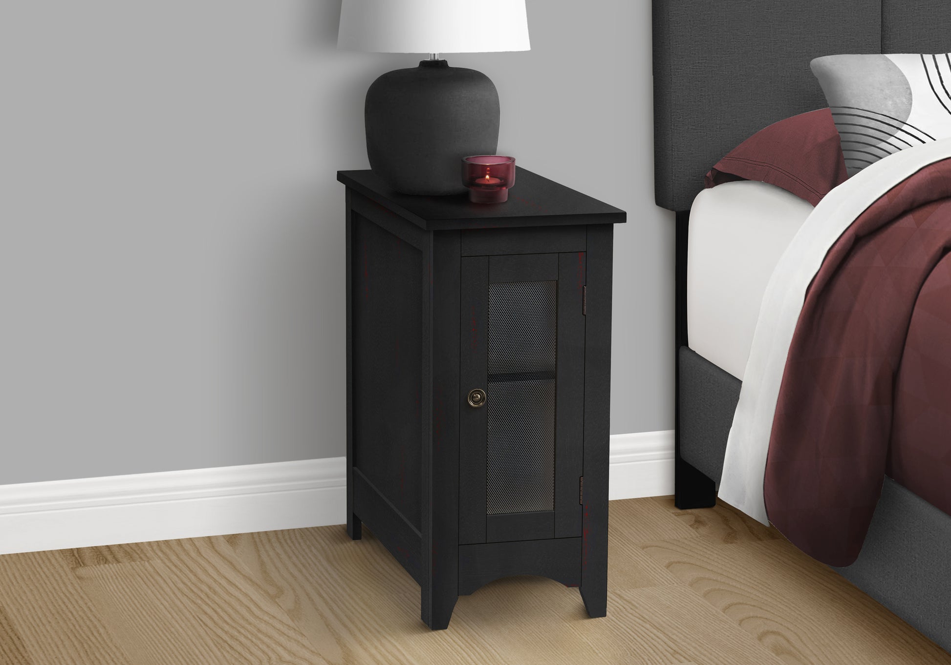 Accent Table 24"H Antique White & Espresso Storage-Accent Table-DECOROLALA