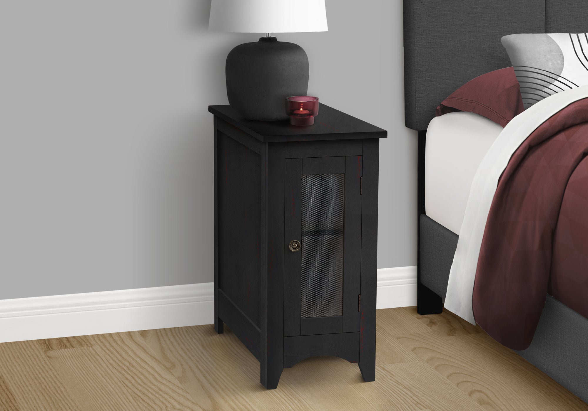 Accent Table 24"H Antique White & Espresso Storage-Accent Table-DECOROLALA