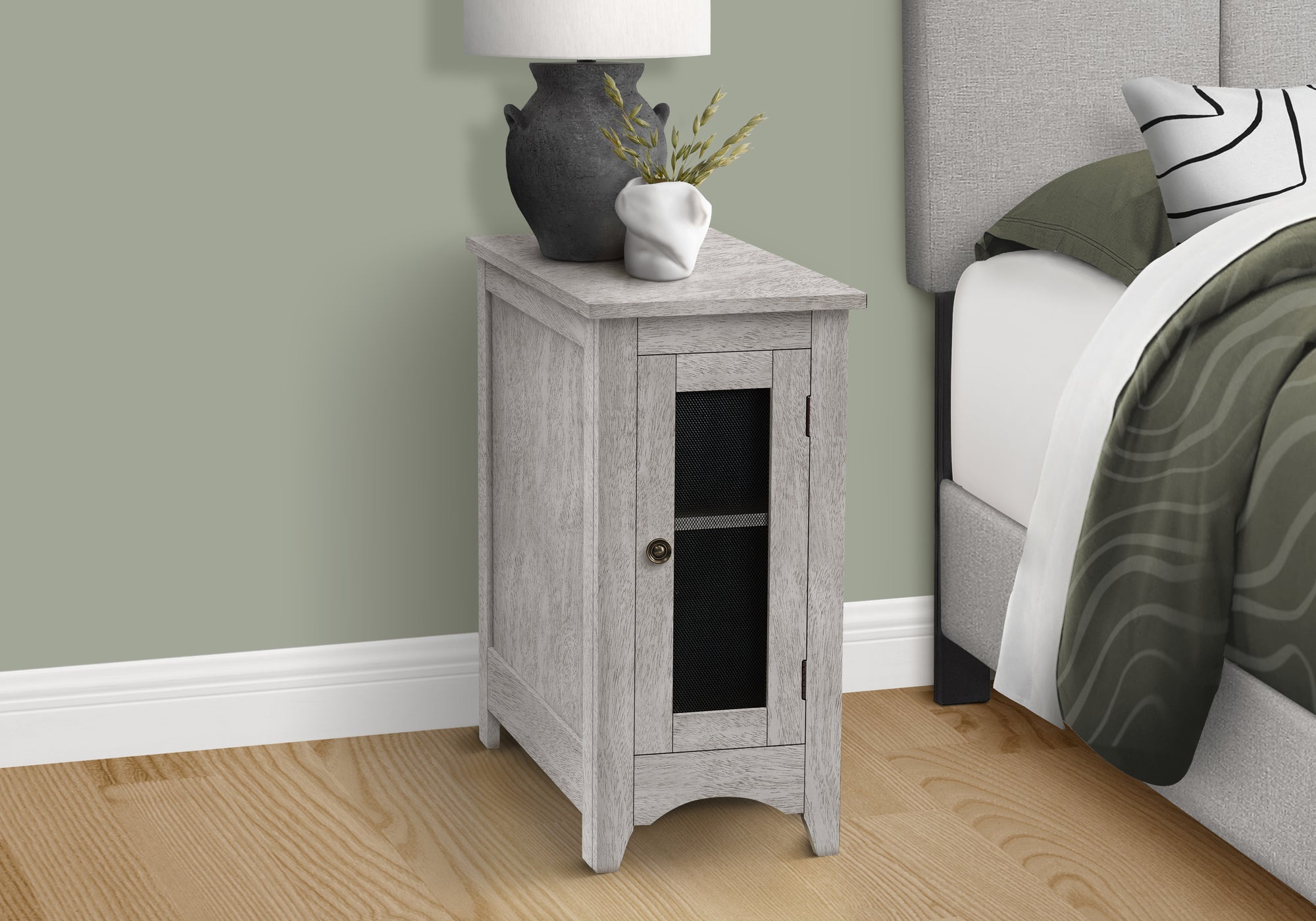Accent Table 24"H Antique White & Espresso Storage-Accent Table-DECOROLALA
