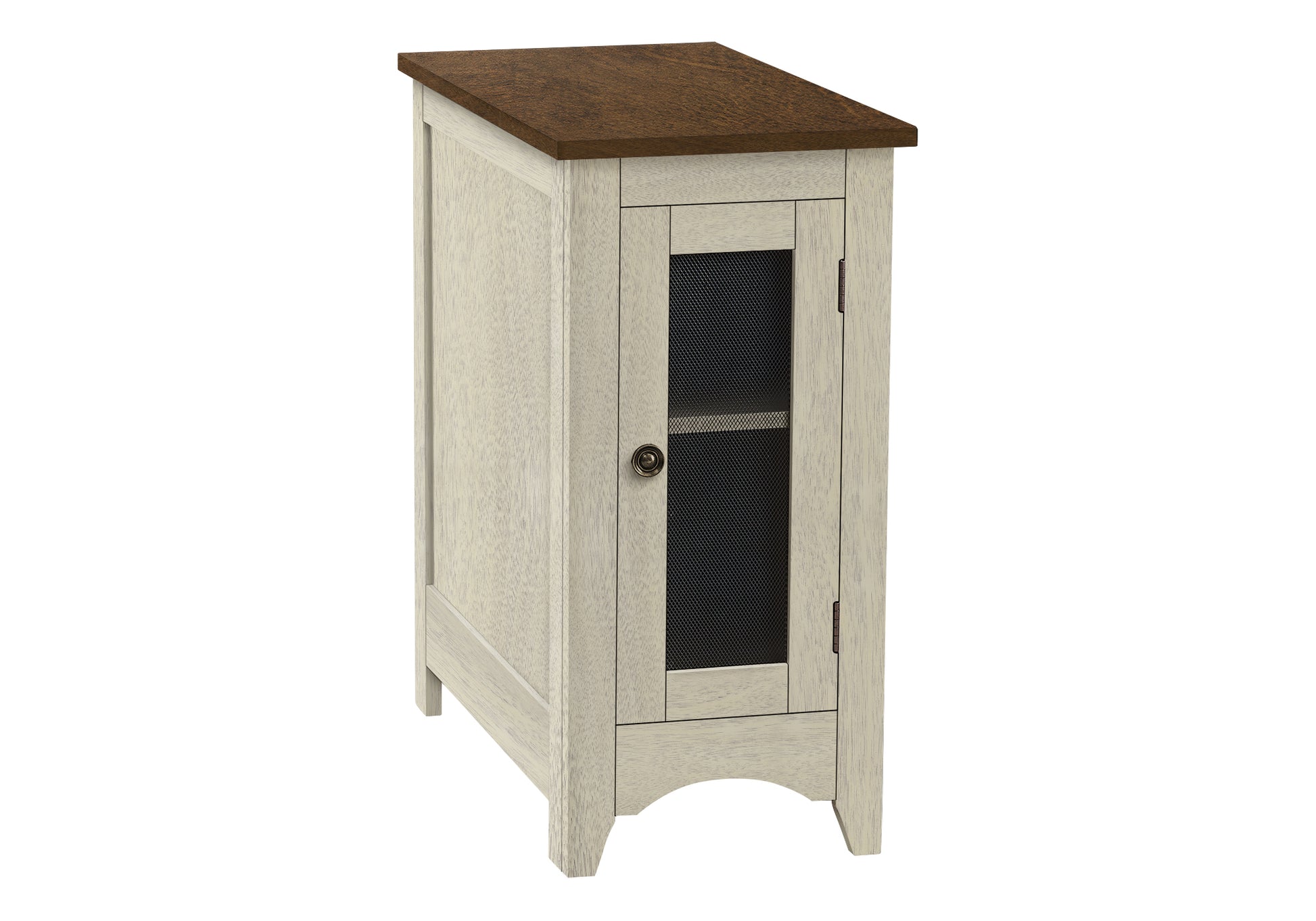 Accent Table 24"H Antique White & Espresso Storage-Accent Table-DECOROLALA
