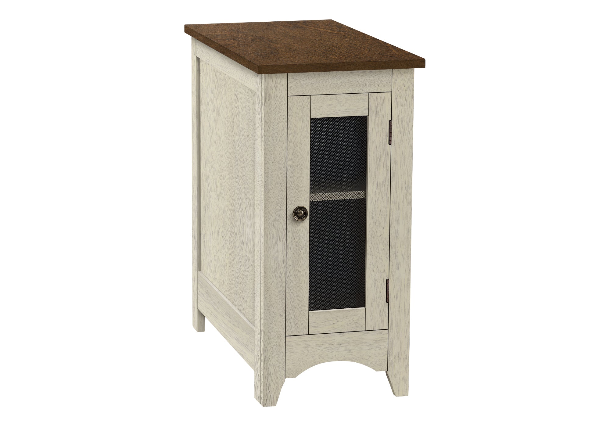 Accent Table 24"H Antique White & Espresso Storage-Accent Table-DECOROLALA