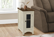 Accent Table 24"H Antique White & Espresso Storage-Accent Table-DECOROLALA