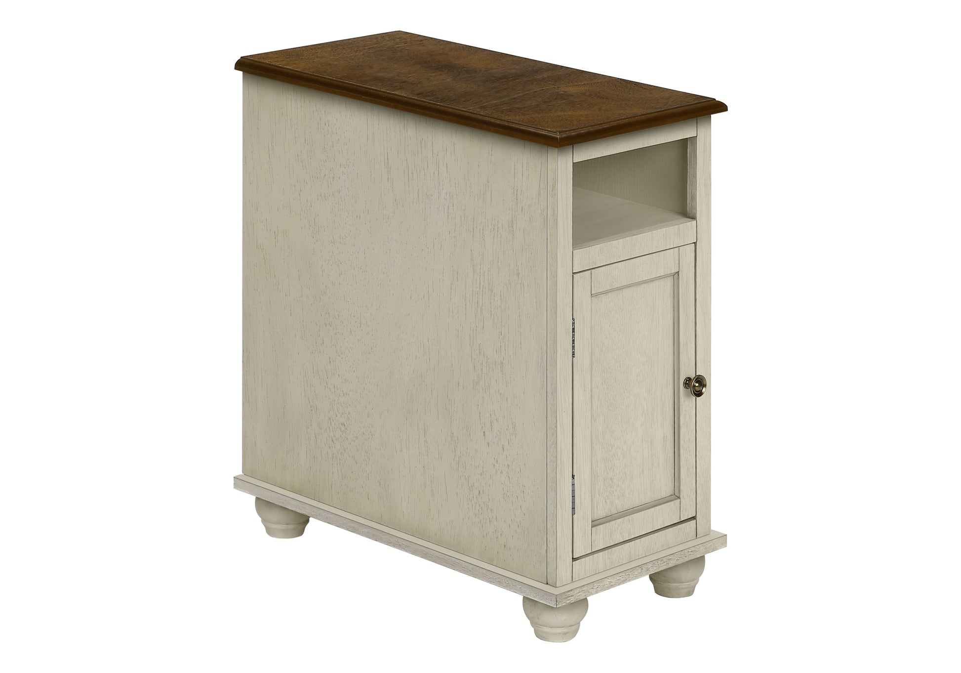Accent Table 24"H Antique White Espresso with Storage-Accent Table-DECOROLALA