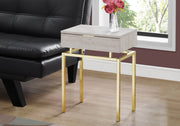 Accent Table 24"H Beige Marble Gold Metal Base-Accent Table-DECOROLALA