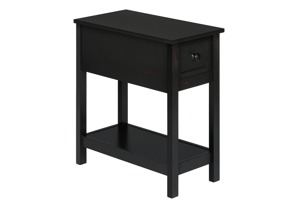 Accent Table 24"H Black Veneer End Table with Storage-Accent Table-DECOROLALA