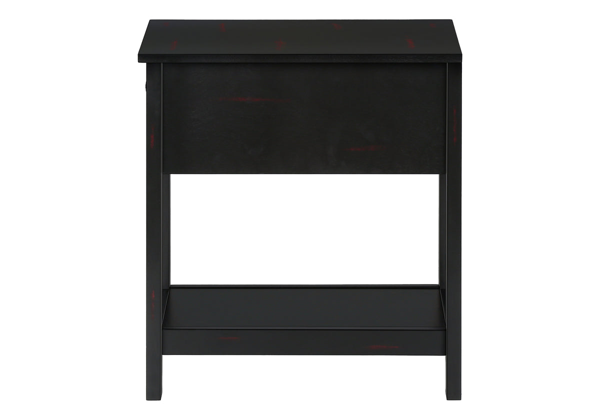 Accent Table 24"H Black Veneer End Table with Storage-Accent Table-DECOROLALA