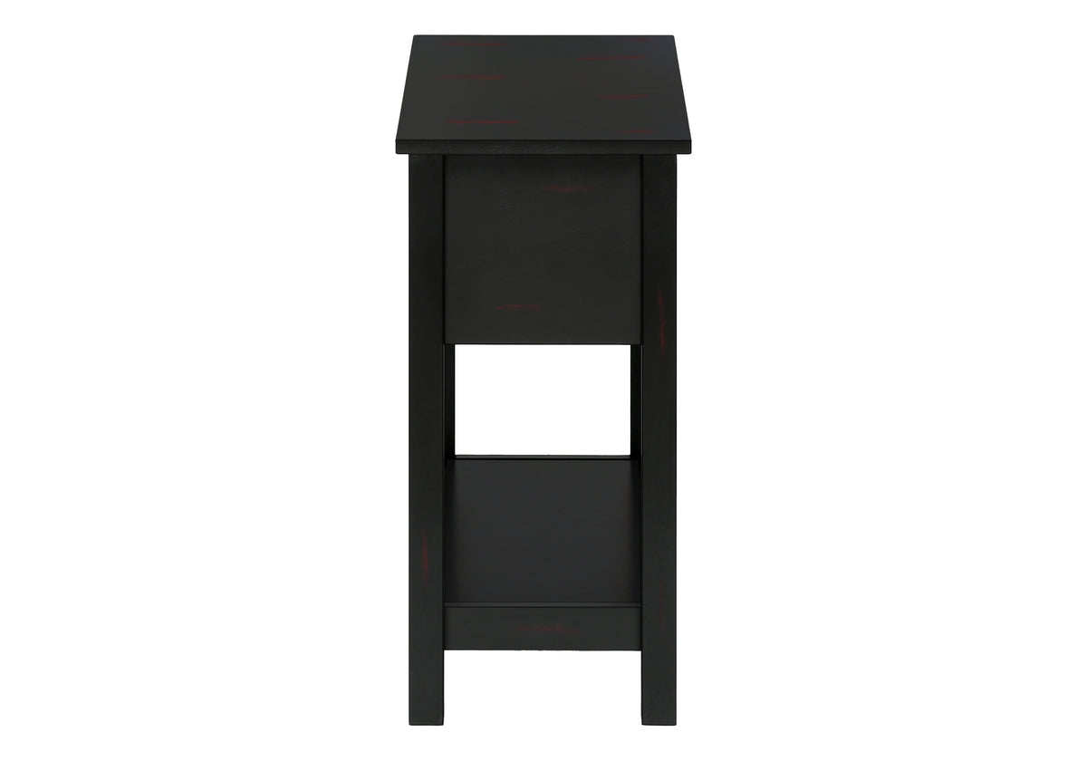 Accent Table 24"H Black Veneer End Table with Storage-Accent Table-DECOROLALA