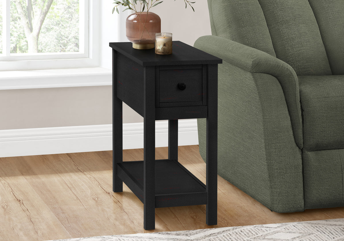 Accent Table 24"H Black Veneer End Table with Storage-Accent Tables-DECOROLALA