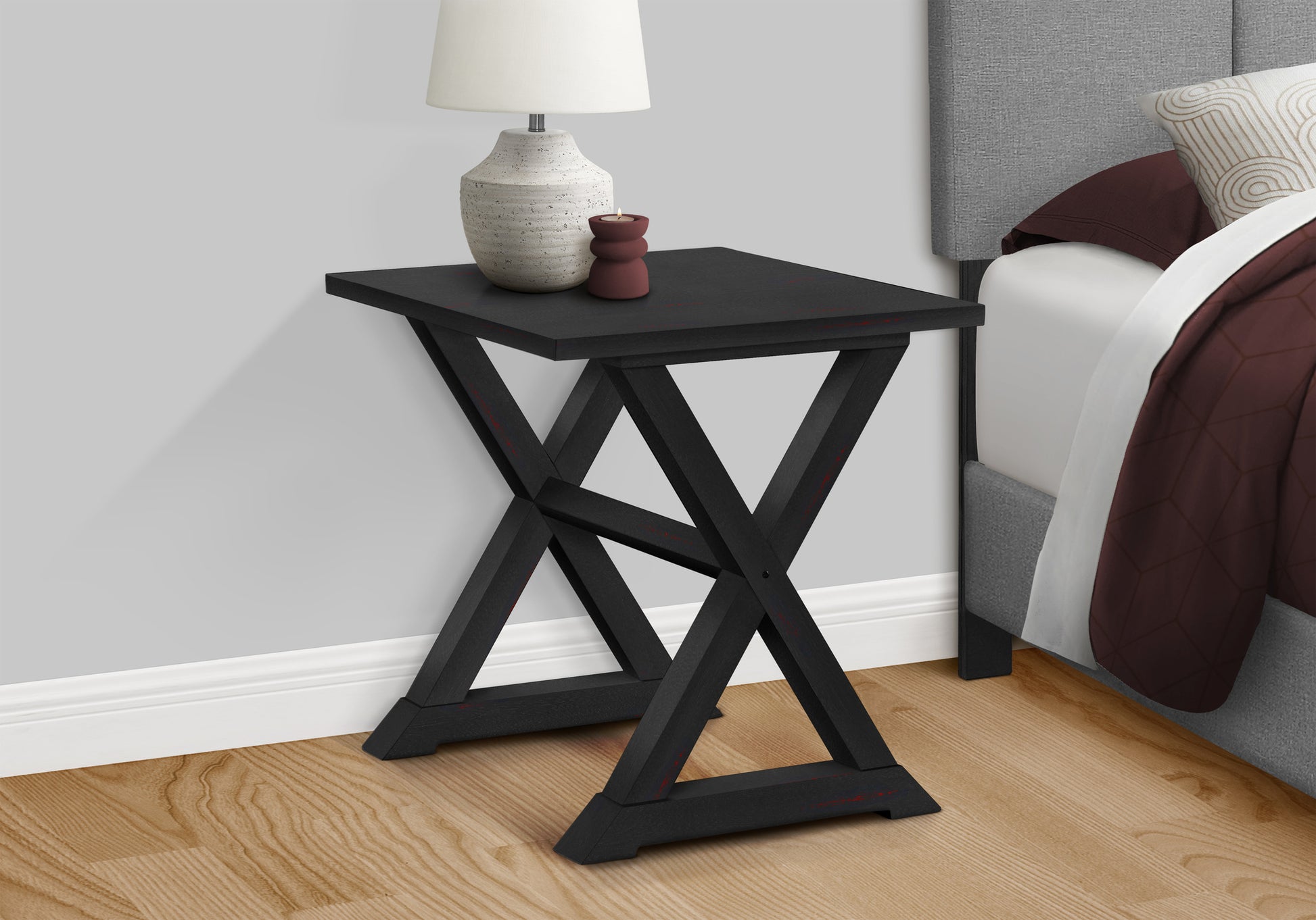 Accent Table 24"H Black Veneer Square End Table-Accent Table-DECOROLALA