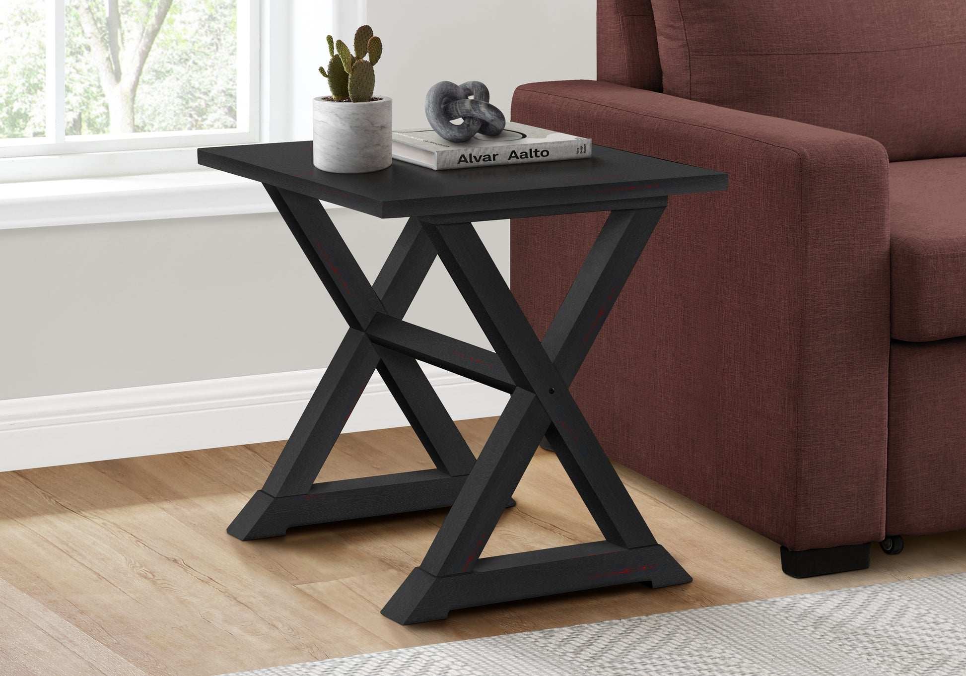 Accent Table 24"H Black Veneer Square End Table-Accent Table-DECOROLALA