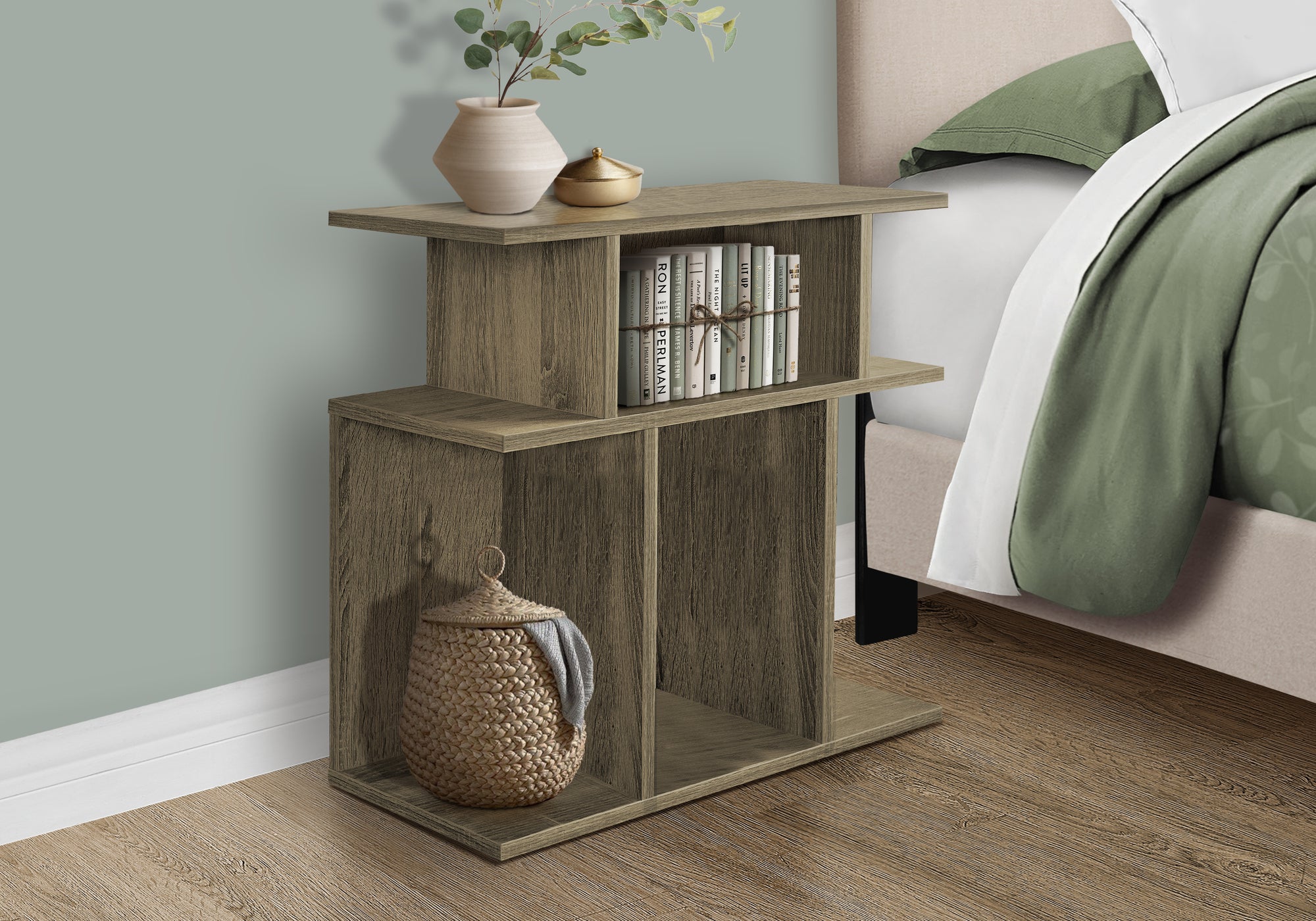 Accent Table 24"H Black with 6 Display Shelves-Accent Table-DECOROLALA