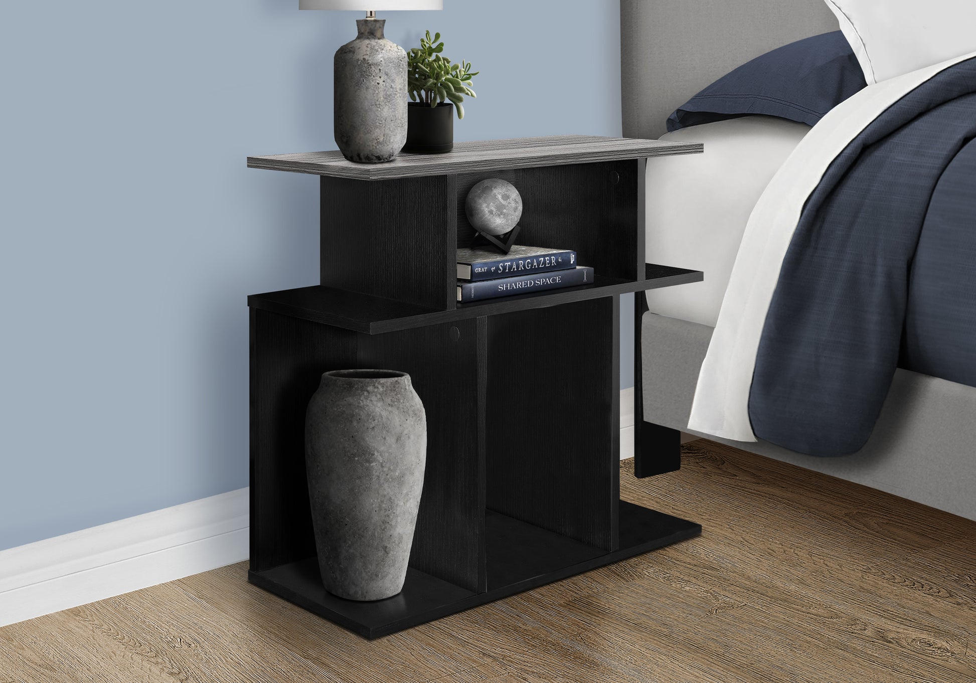 Accent Table 24"H Black with 6 Display Shelves-Accent Table-DECOROLALA
