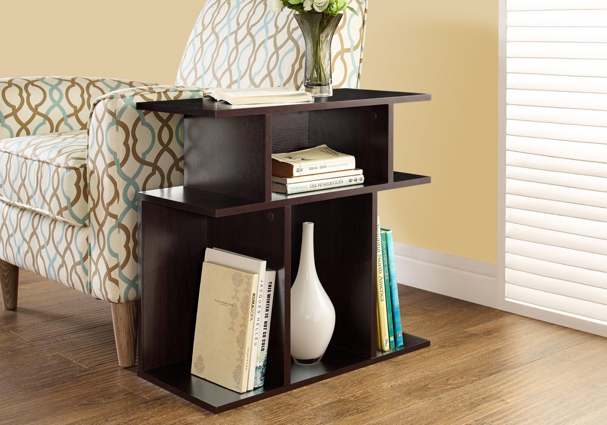 Accent Table 24"H Black with 6 Display Shelves-Accent Table-DECOROLALA