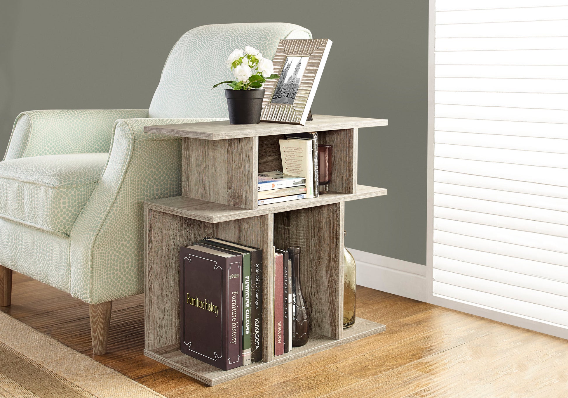 Accent Table 24"H Black with 6 Display Shelves-Accent Table-DECOROLALA