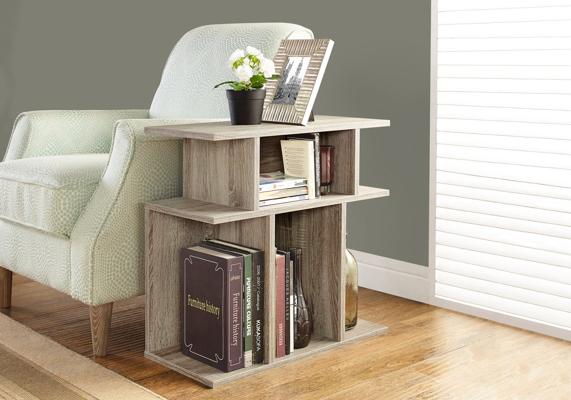 Accent Table 24"H Black with 6 Display Shelves-Accent Table-DECOROLALA