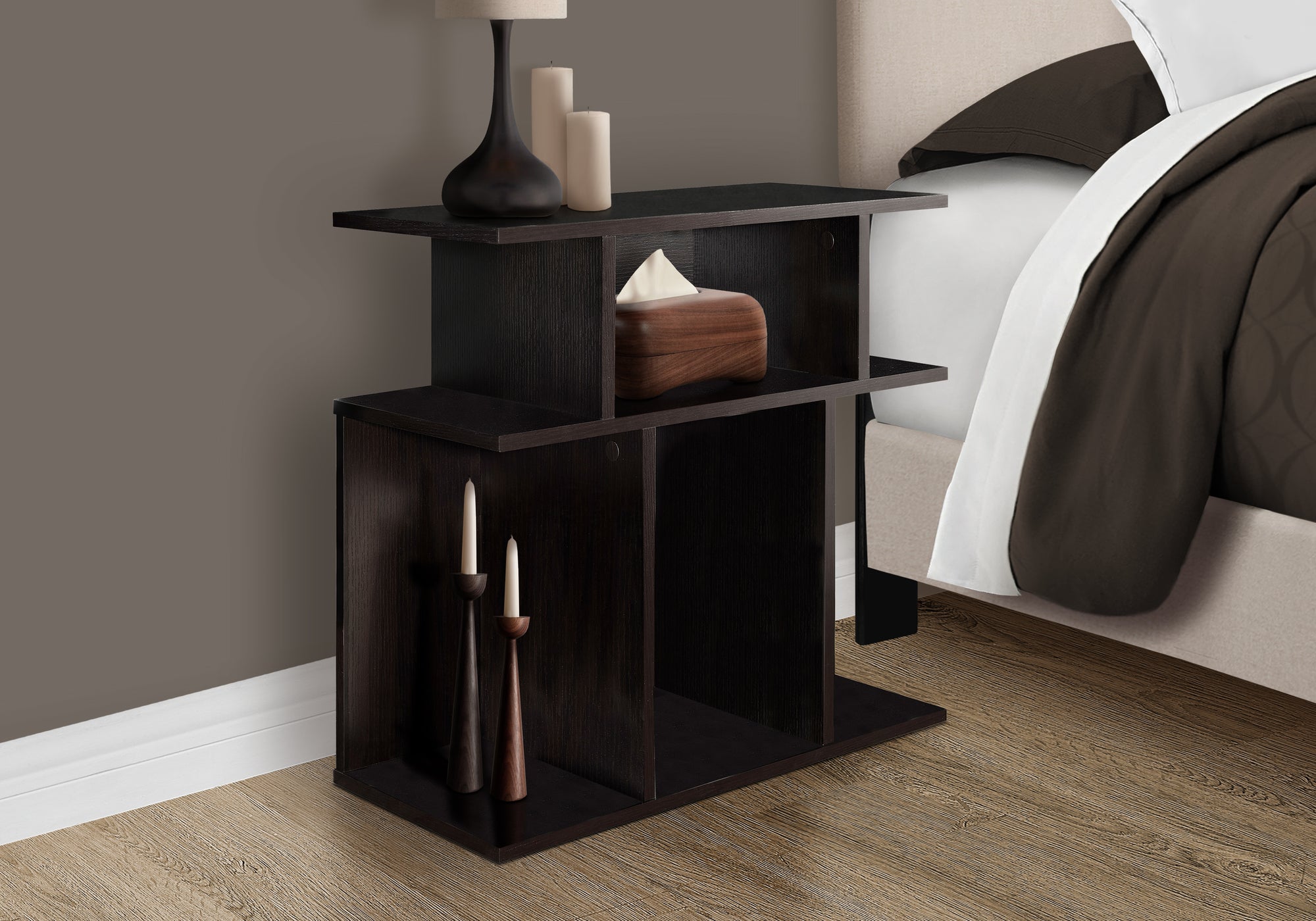 Accent Table 24"H Black with 6 Display Shelves-Accent Table-DECOROLALA