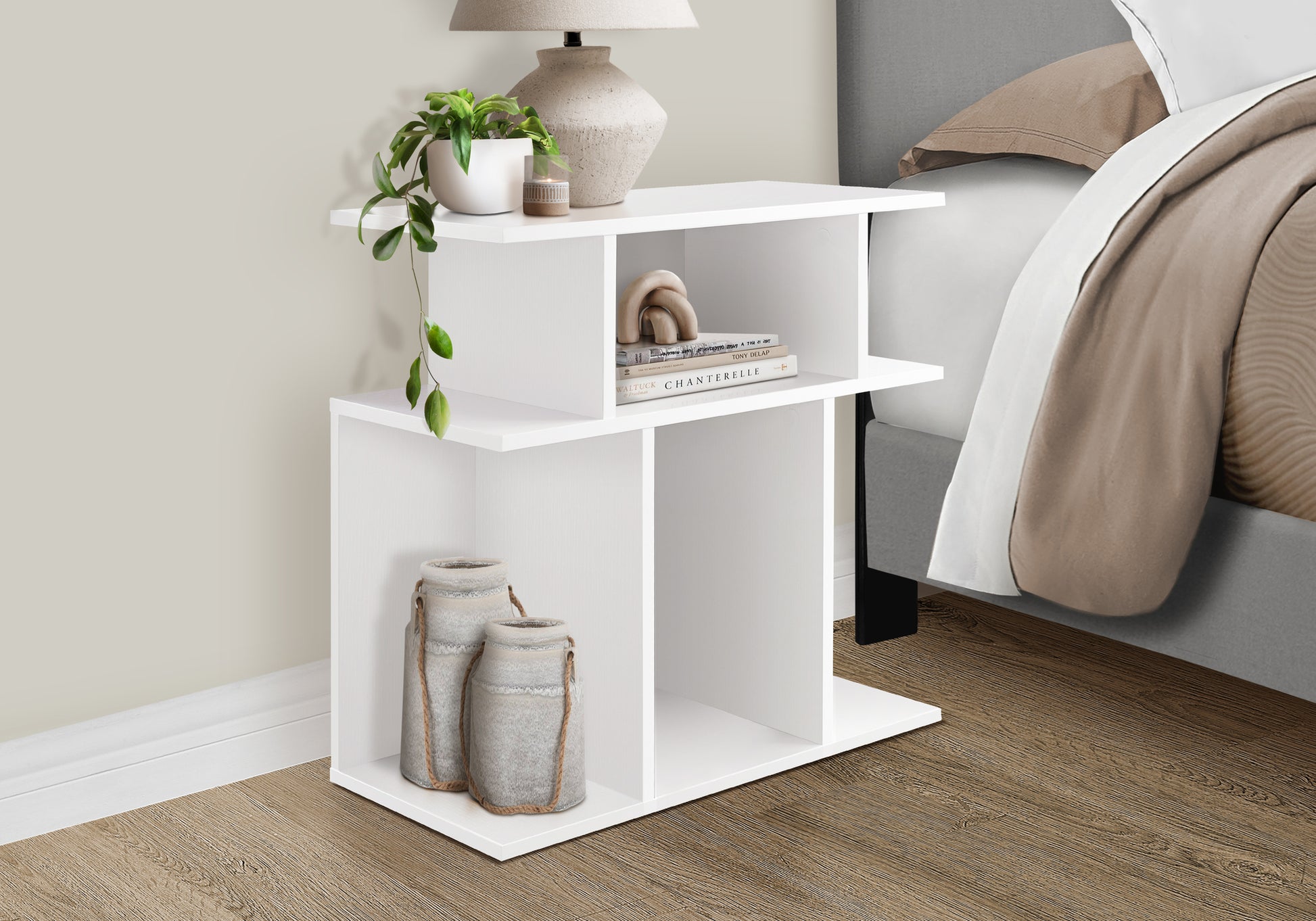 Accent Table 24"H Black with 6 Display Shelves-Accent Table-DECOROLALA