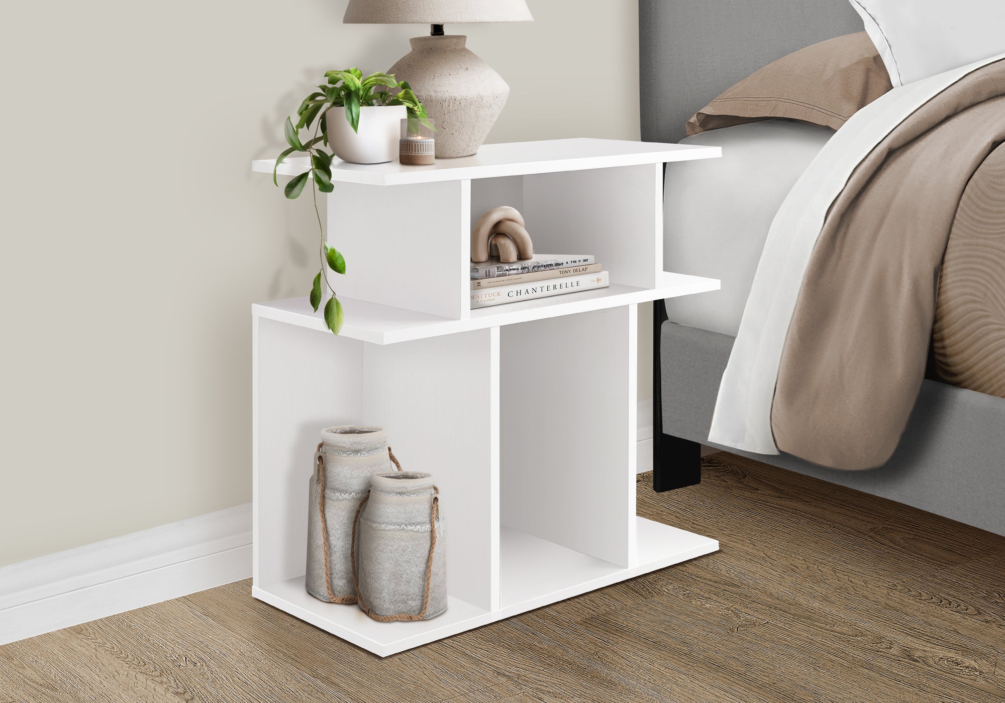 Accent Table 24"H Black with 6 Display Shelves-Accent Table-DECOROLALA