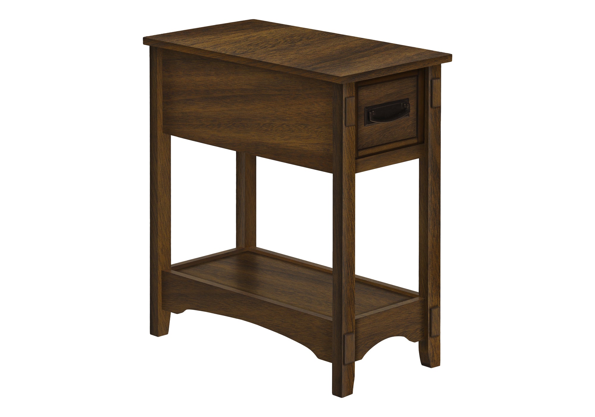 Accent Table 24"H Brown Walnut Veneer with Drawer-Accent Table-DECOROLALA