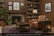 Accent Table 24"H Brown Walnut Veneer with Drawer-Accent Table-DECOROLALA