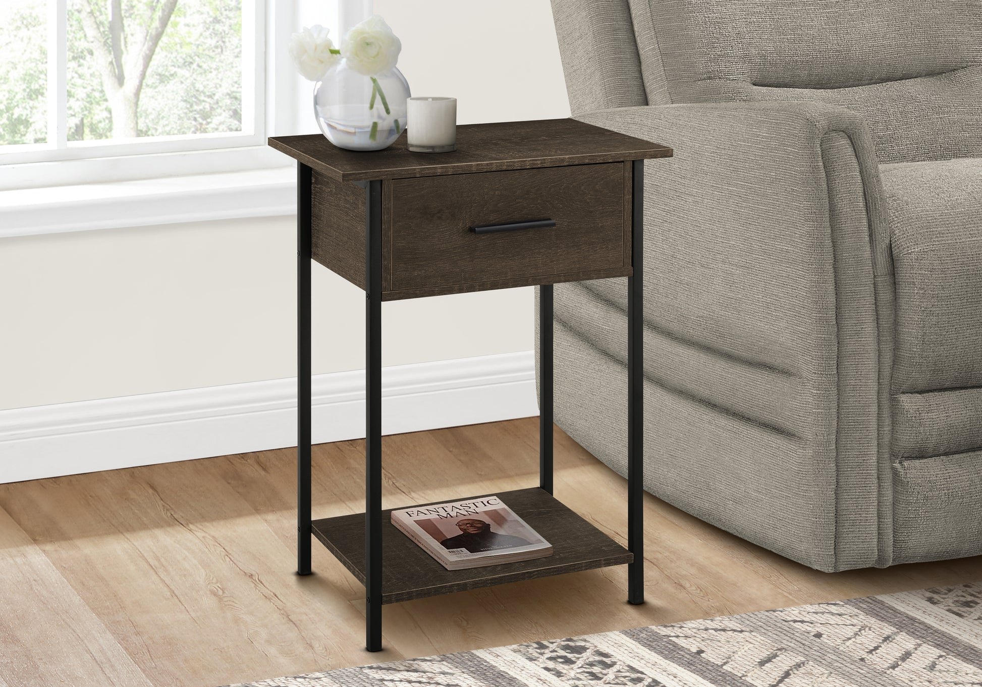 Accent Table 24"H Dark Bronze 2-Tier Storage-Accent Table-DECOROLALA