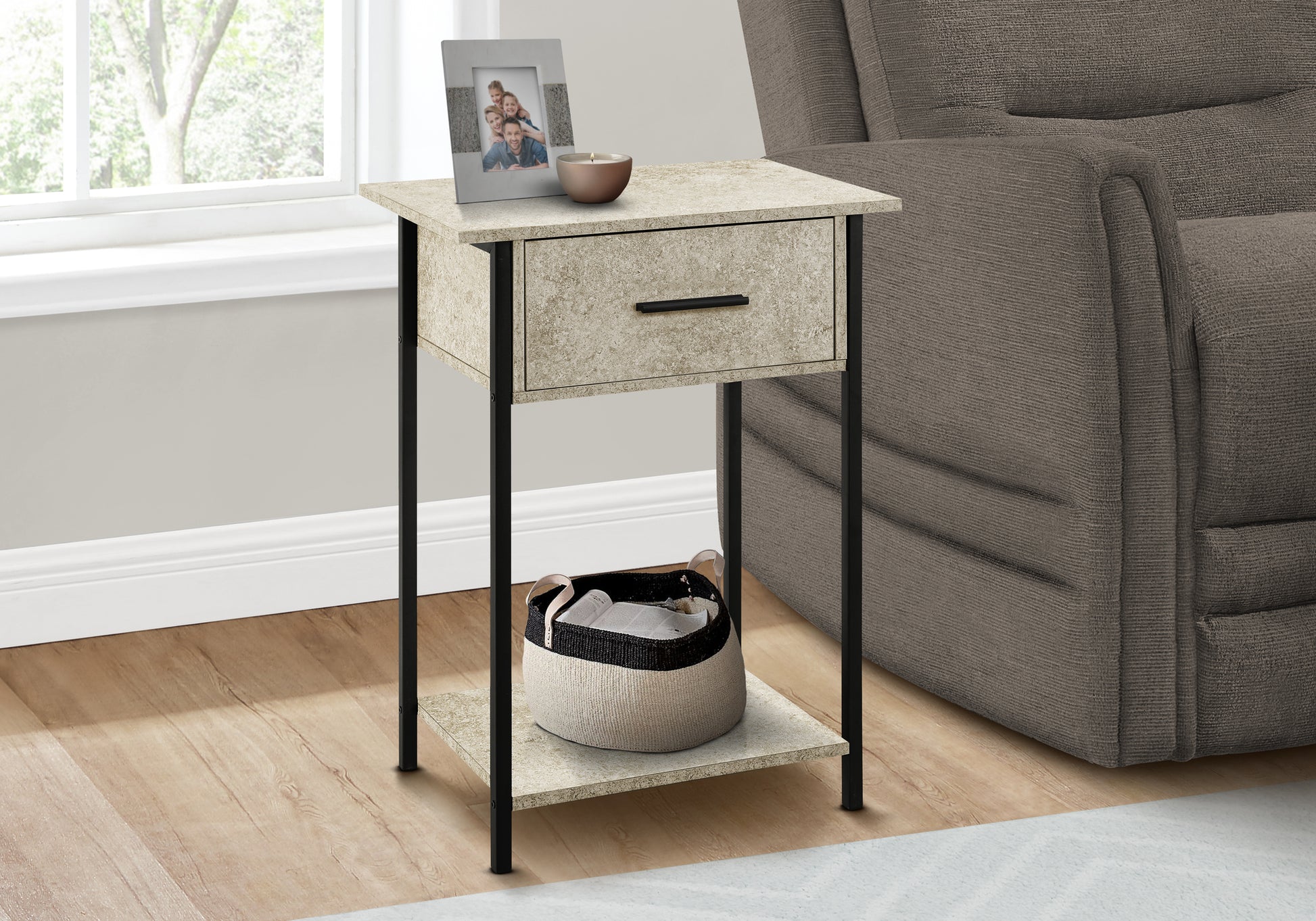 Accent Table 24"H Dark Bronze 2-Tier Storage-Accent Table-DECOROLALA