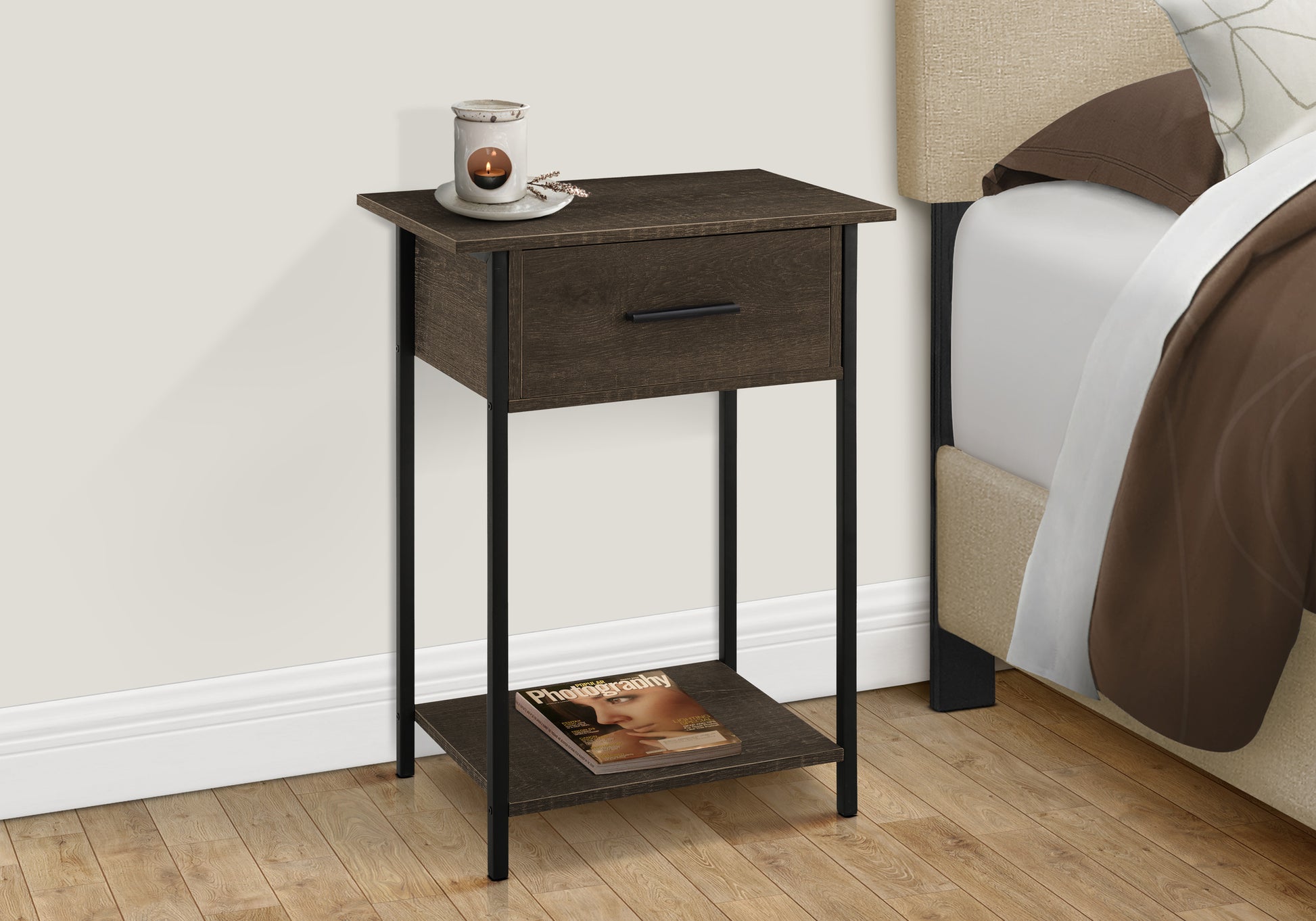Accent Table 24"H Dark Bronze 2-Tier Storage-Accent Table-DECOROLALA