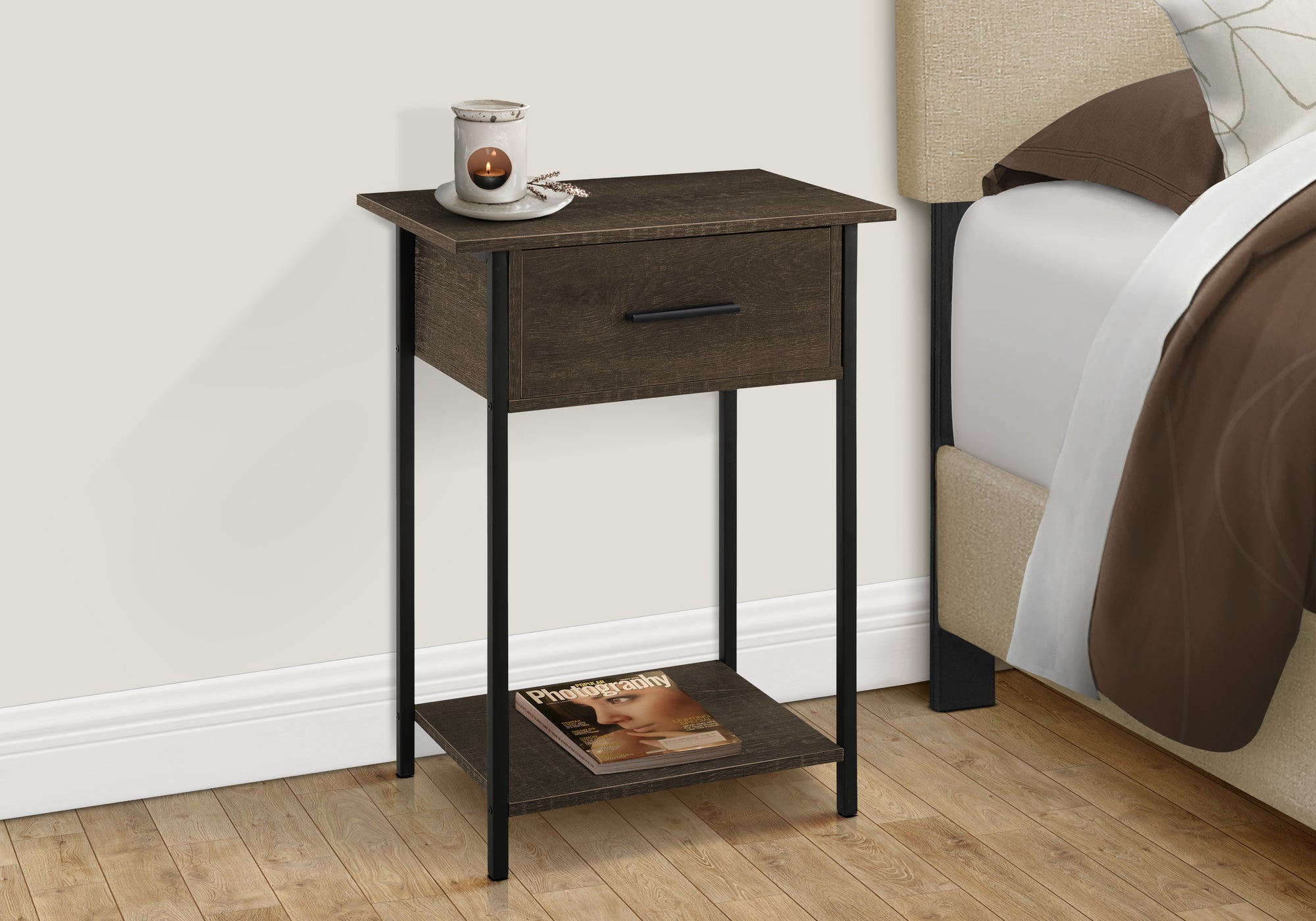 Accent Table 24"H Dark Bronze 2-Tier Storage-Accent Table-DECOROLALA