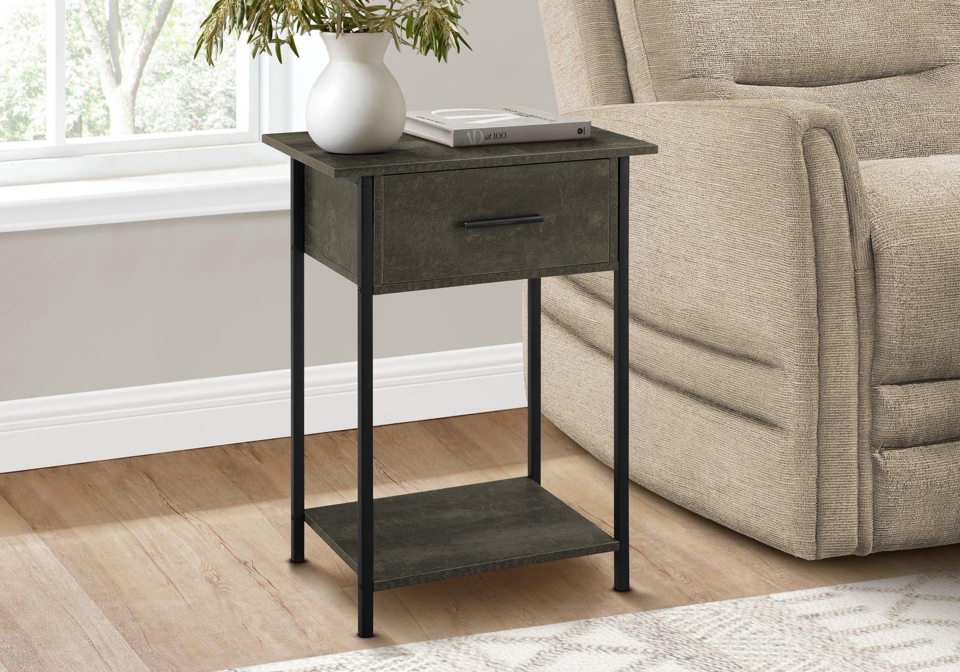 Accent Table 24"H Dark Bronze 2-Tier Storage-Accent Table-DECOROLALA