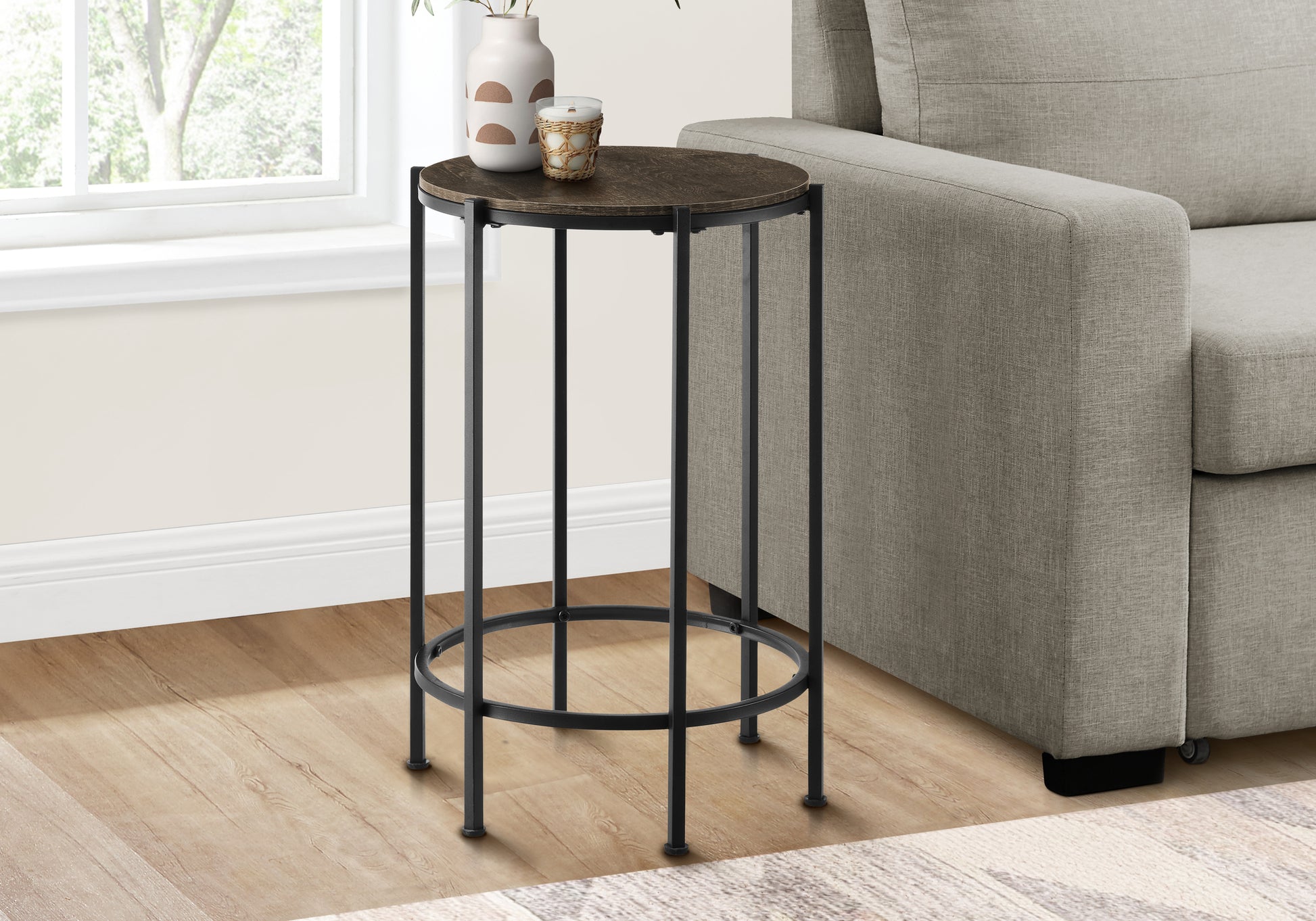 Accent Table 24"H Dark Bronze Round Side Table-Accent Table-DECOROLALA