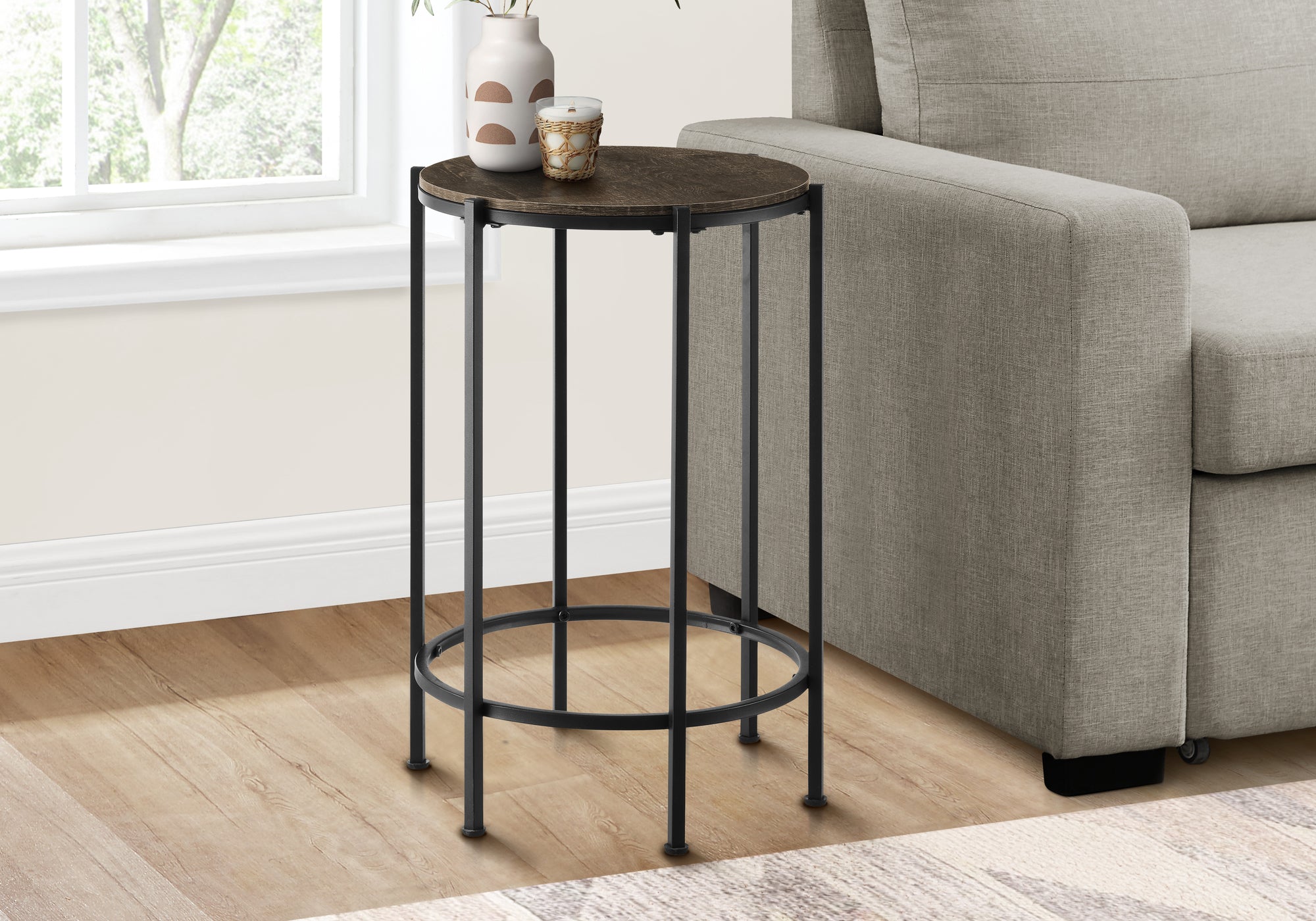 Accent Table 24"H Dark Bronze Round Side Table-Accent Table-DECOROLALA